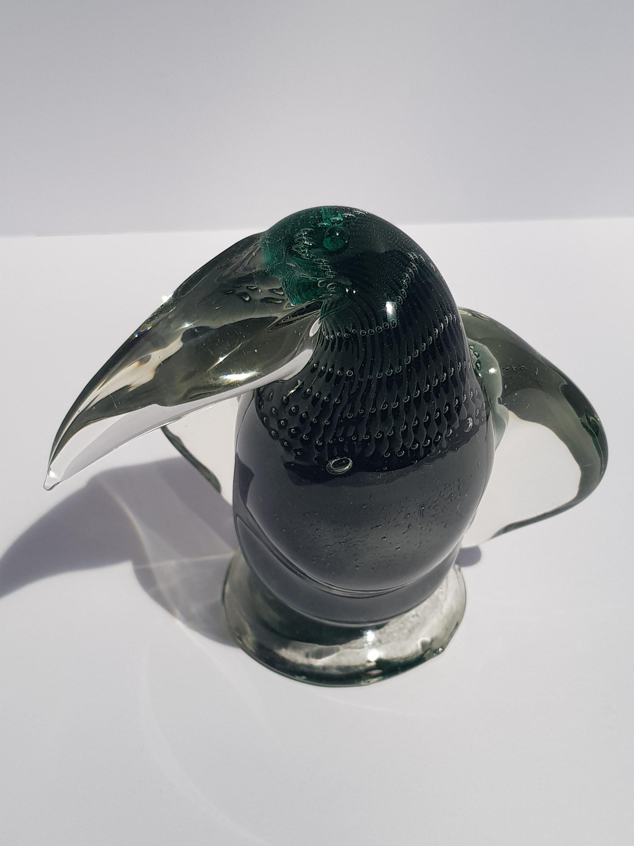 Rare Alfredo Barbini VAMSA Toucan Bird Sfumato Sommerso Murano Glass Sculpture en vente 6