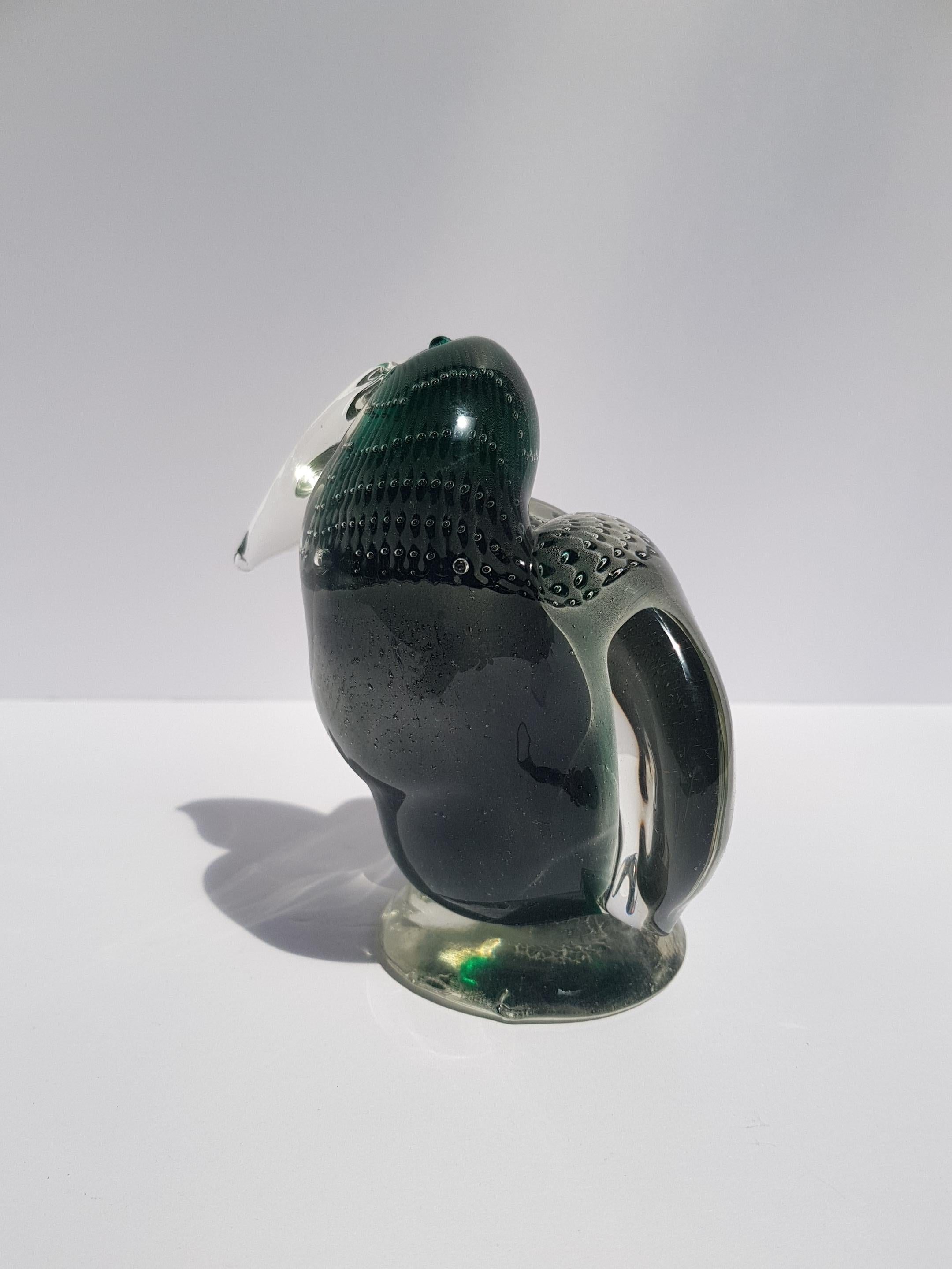Verre d'art Rare Alfredo Barbini VAMSA Toucan Bird Sfumato Sommerso Murano Glass Sculpture en vente