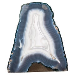 Rare All-Natural Blue and White Agate Lace Geode with Intact Drawn Lines