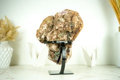 Raro geode di ametista rosa completamente naturale con druzy di ametista rossa scintillante