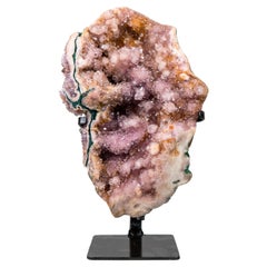 Raro espécimen de amatista rosa totalmente natural con druzy rosa, lavanda y naranja