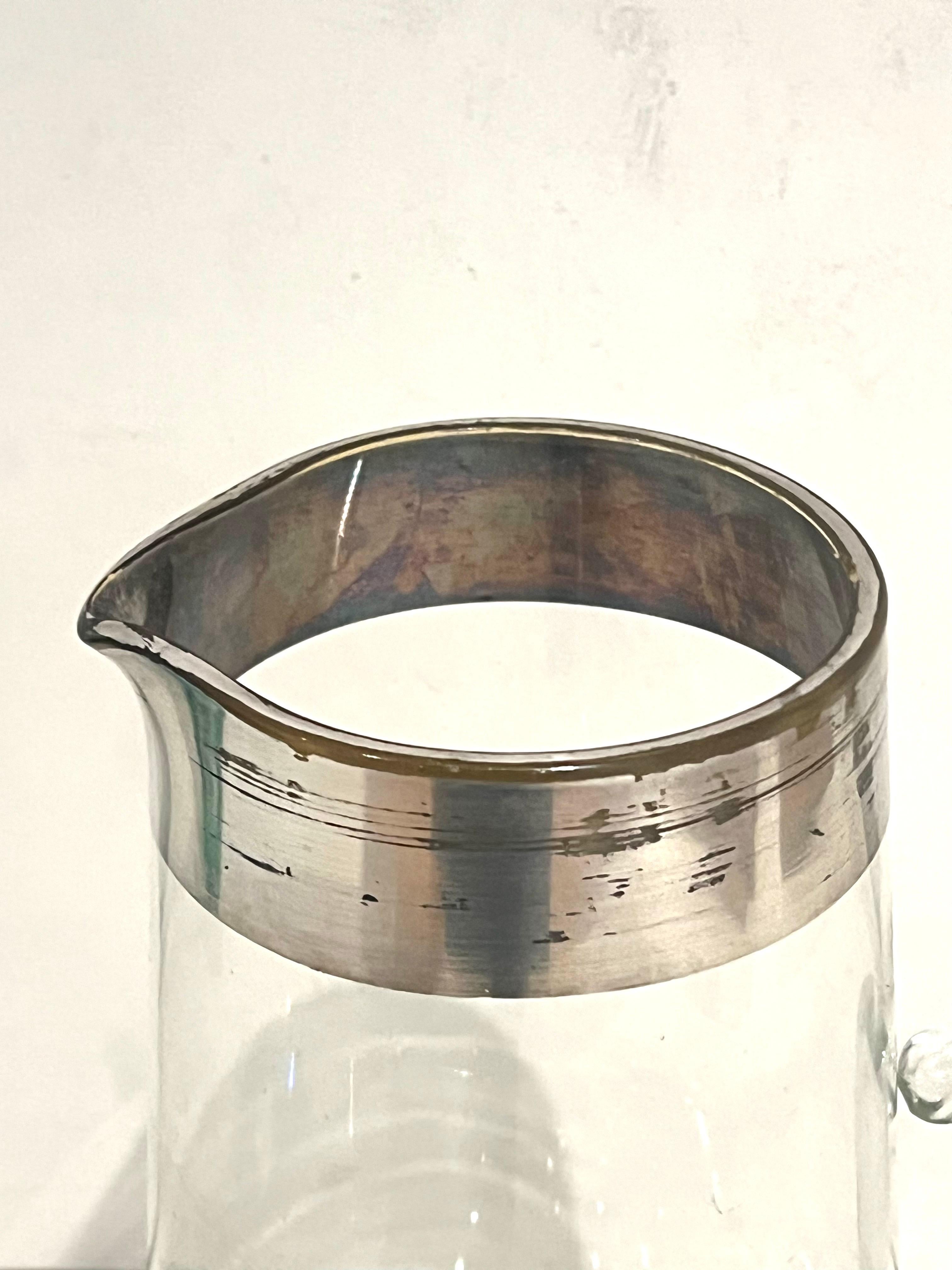 Seltener Allegro-Glaskrug von Dorothy Thorpe Mid Century Silver Ring (Moderne der Mitte des Jahrhunderts) im Angebot