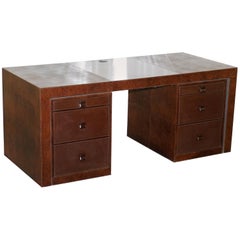 Rare Alligator Crocodile Leather Patina Large Desk Removable Drawers Makes Table