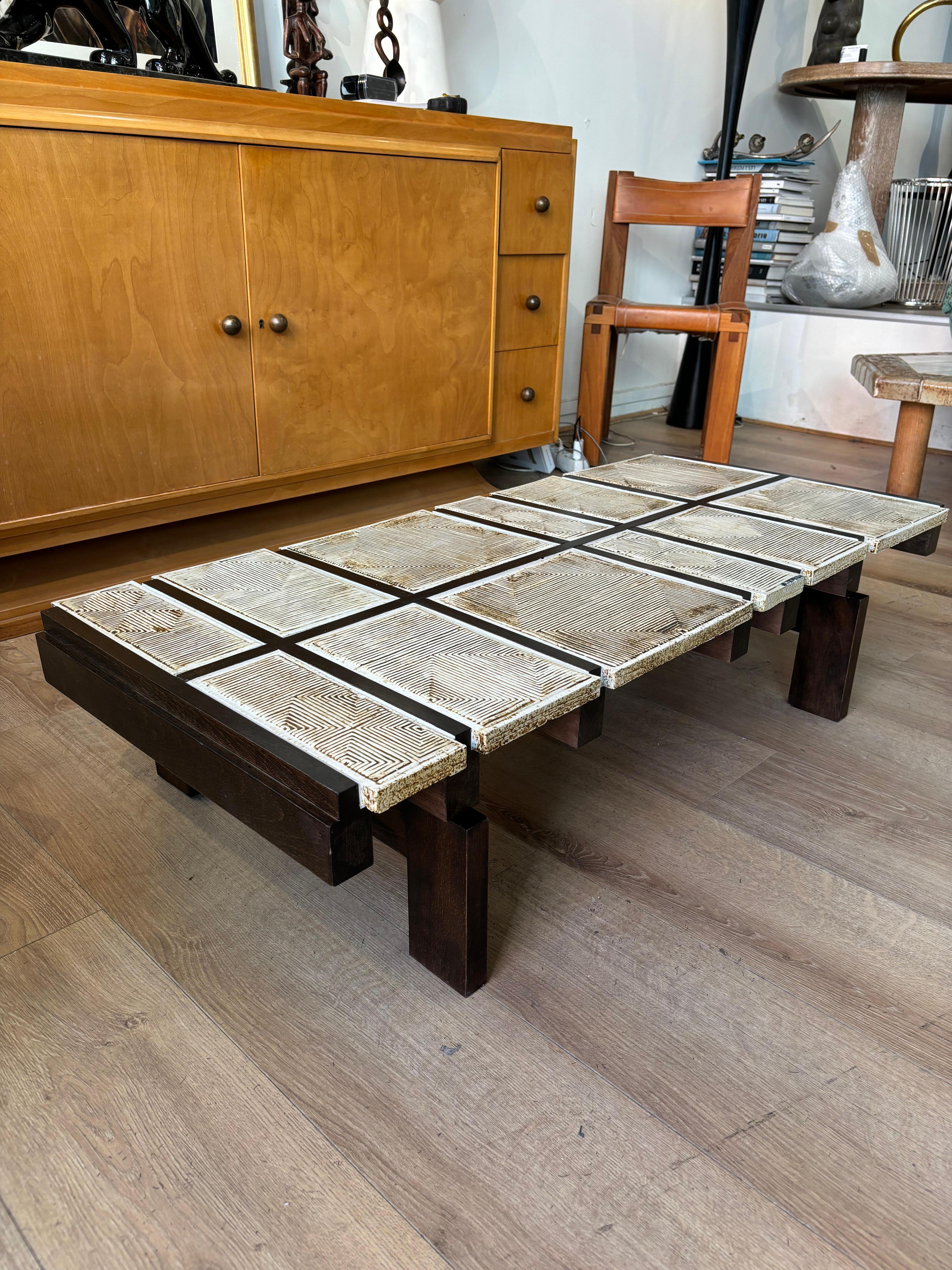 Moderne Rare table basse Alouette de Roger Capron en vente