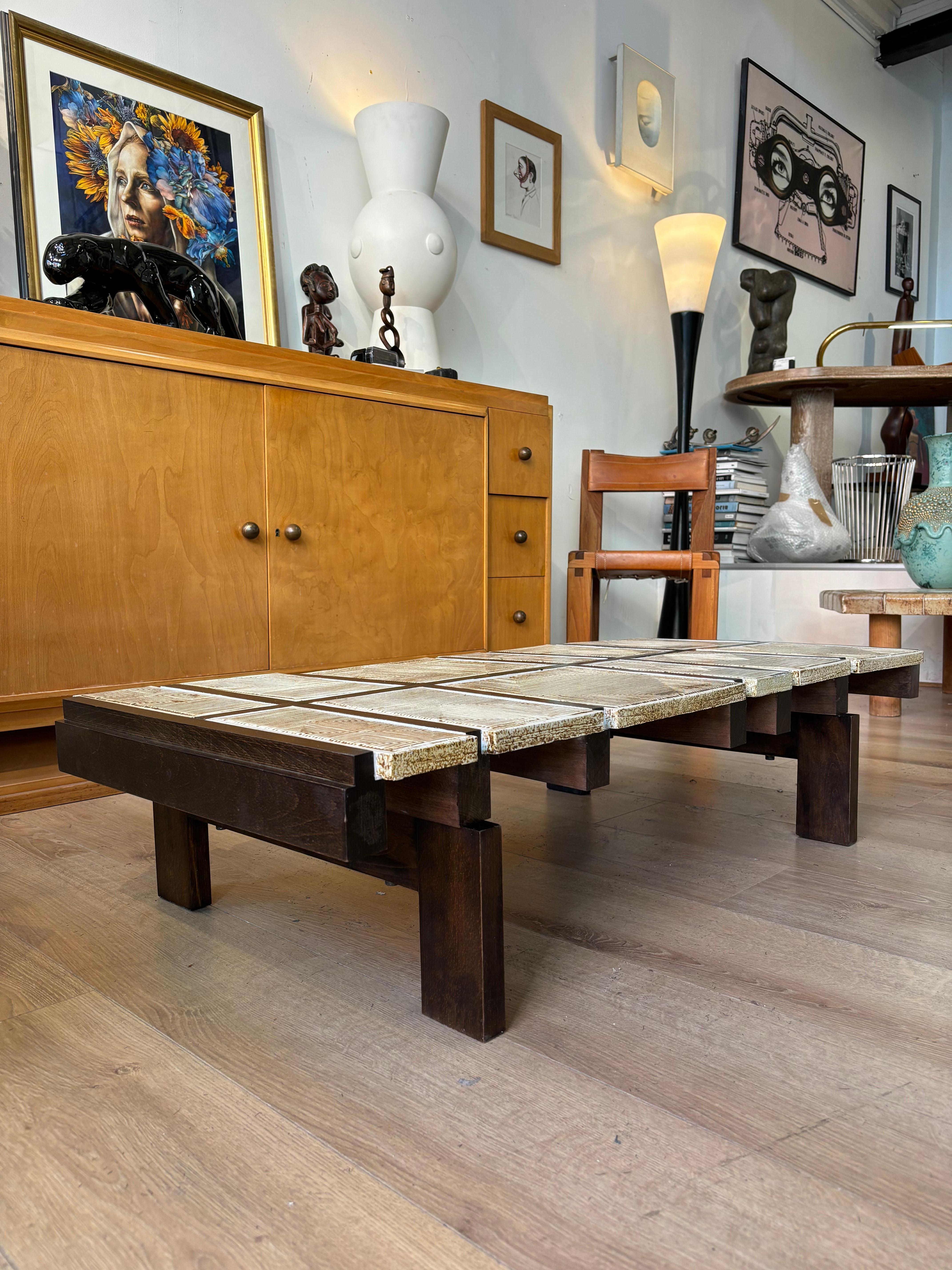 Français Rare table basse Alouette de Roger Capron en vente