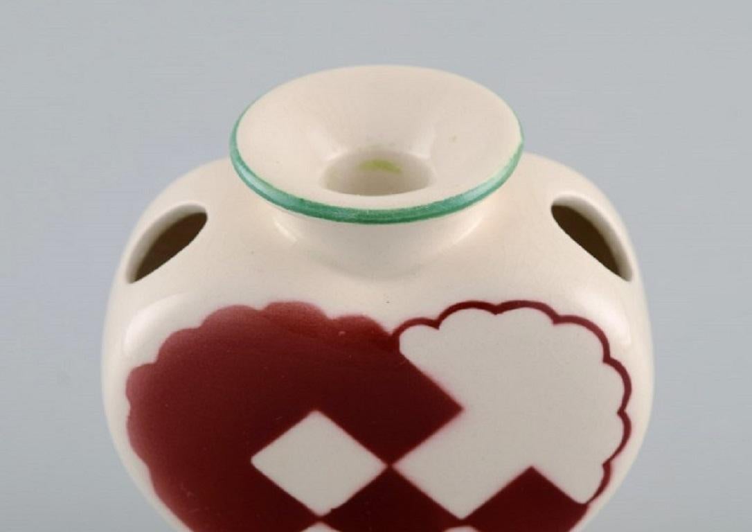 Danish Rare Aluminia Christmas Heart Vase / Candleholder in Red Faience For Sale
