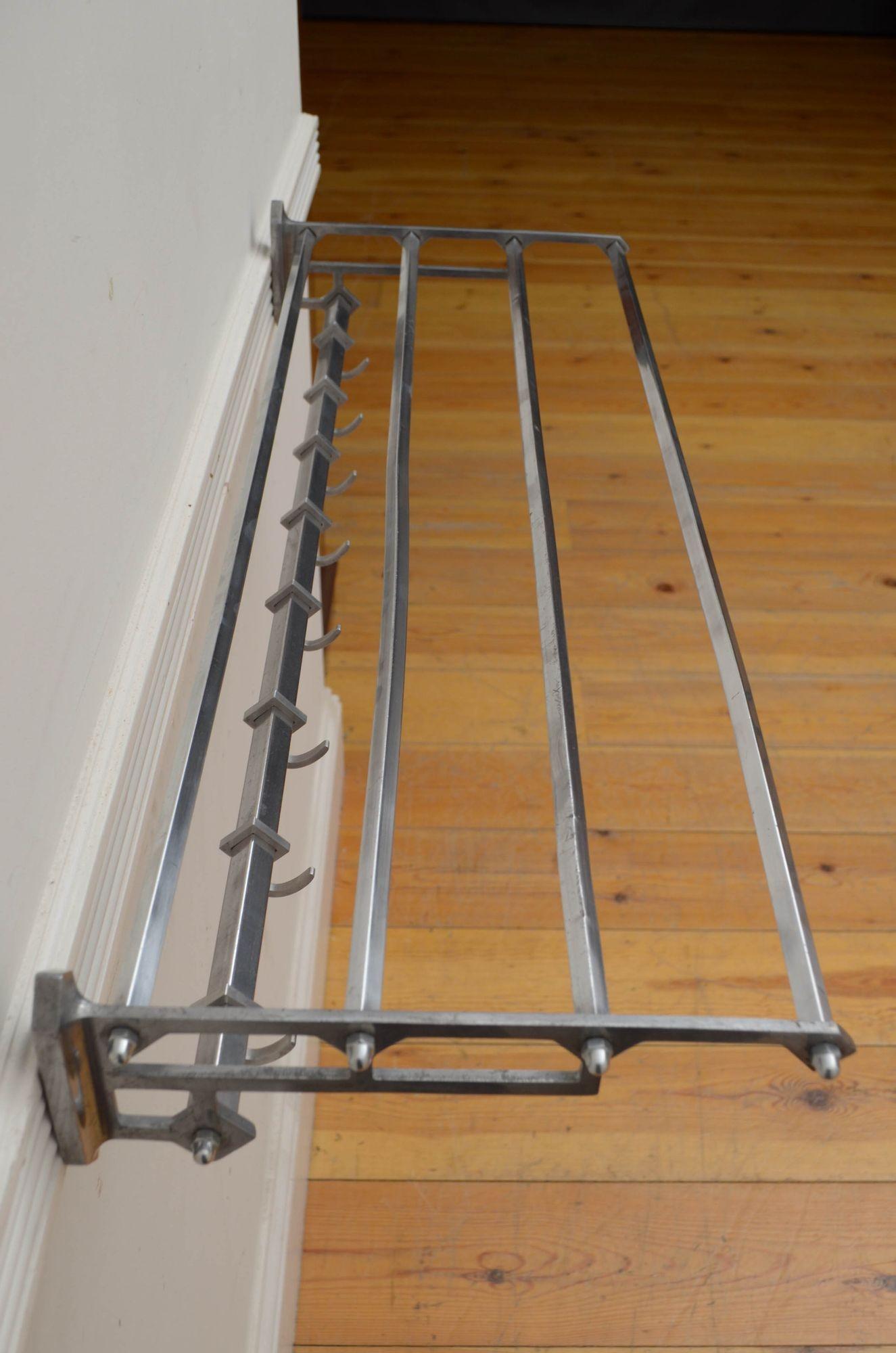 Rare Aluminium Coat Rack with Shelf Bauhaus Style 2