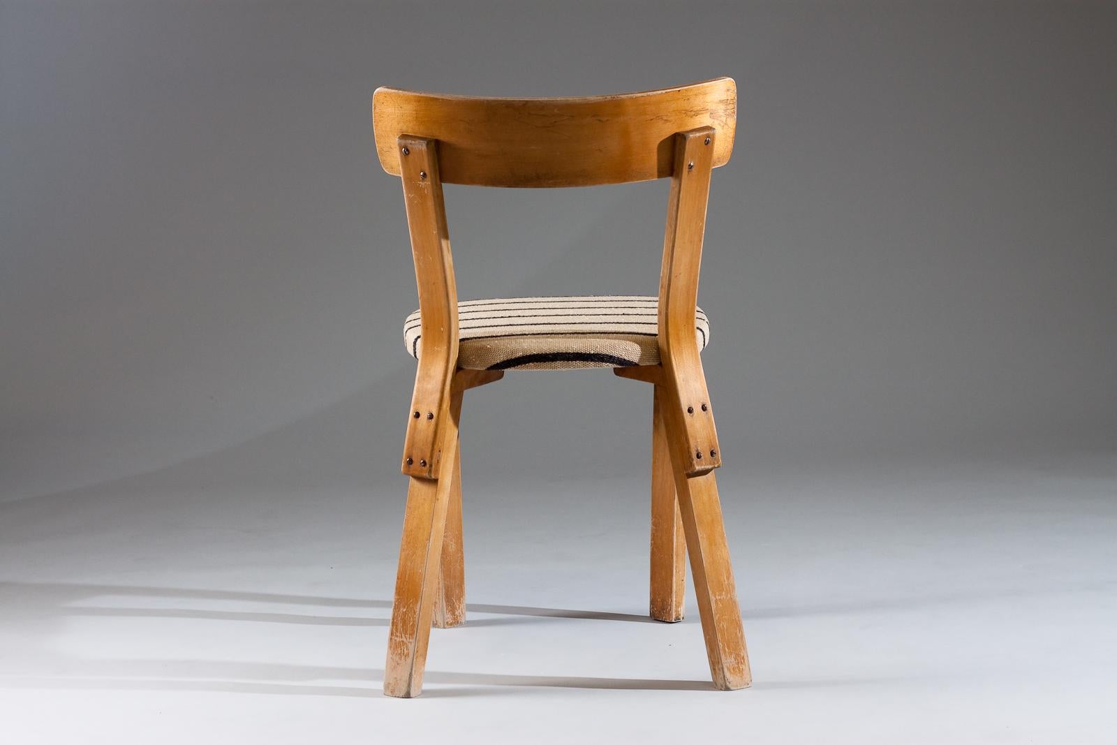 Rare chaise 69 à pied de guerre Alvar Aalto 1940 en vente 4