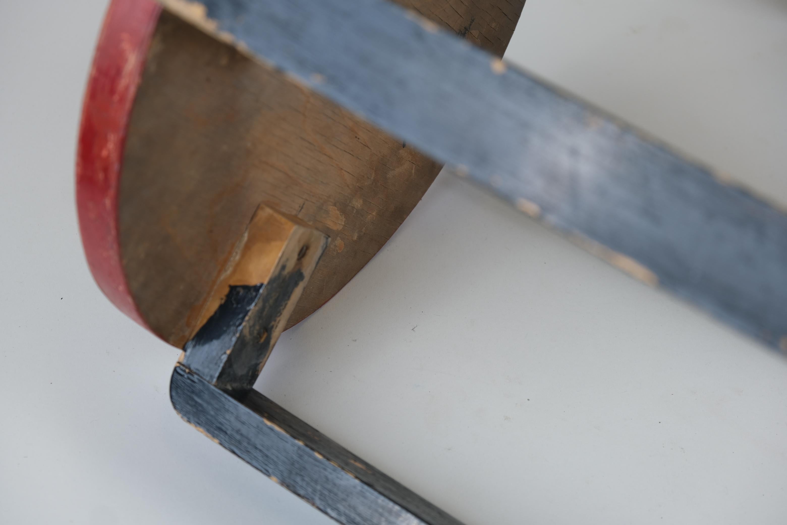Rare tabouret à 4 pieds Alvar Aalto+Aalto E60 version temps de guerre en rouge et bleu, Artek 1940s en vente 3
