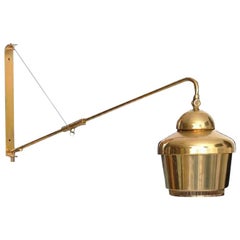 Rare Alvar Aalto Adjustable Wall Lamp in Brass 