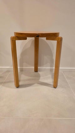 Rare Alvar Aalto original condition 1940's stool 60 with war legs, Artek