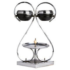 Rare & Amazing Canadian Chrome & Black Smoker's Twin Ashtray Table