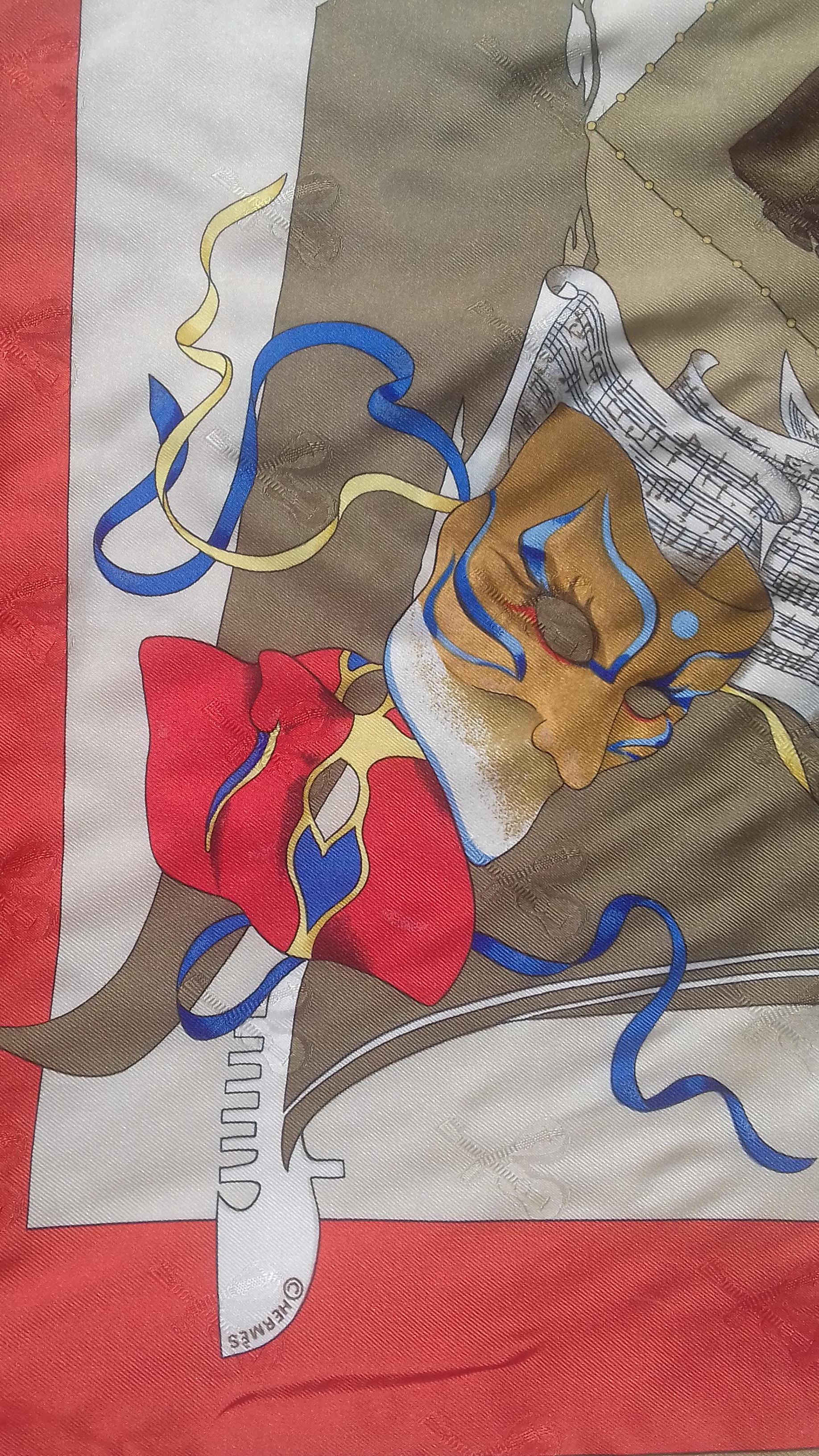 Rare Bannière Hermès de 3 Foulards Carnaval de Venise en soie 130 pouces en vente 7