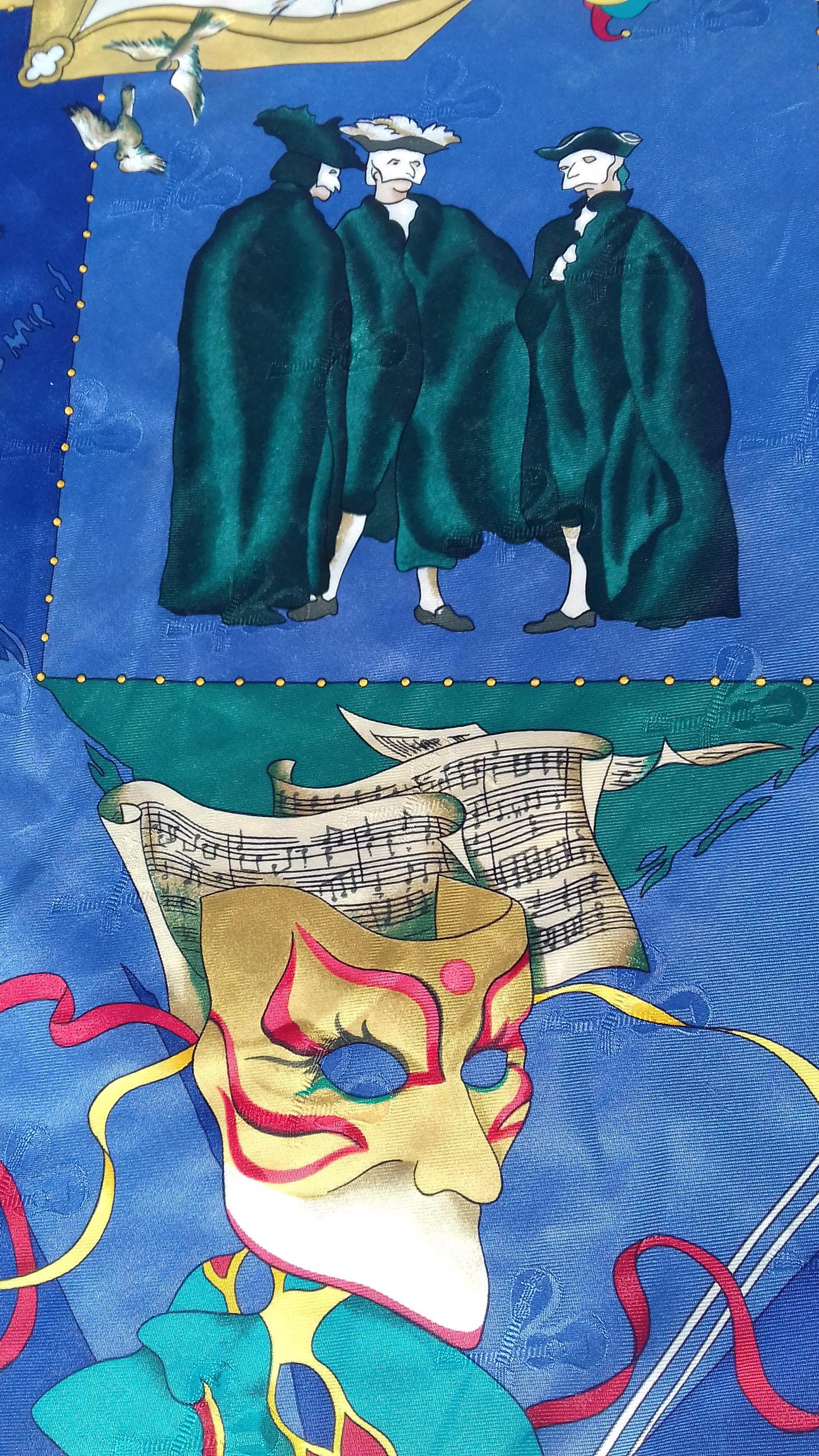 Rare Amazing Hermès Banner of 3 Carnaval de Venise Silk Scarves 130 inches For Sale 9