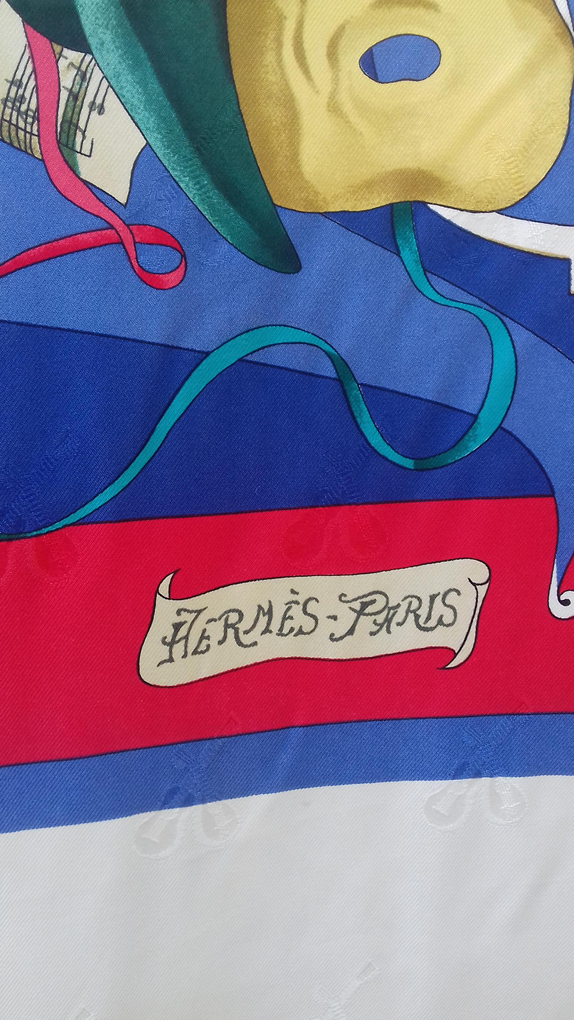 Purple Rare Amazing Hermès Banner of 3 Carnaval de Venise Silk Scarves 130 inches For Sale