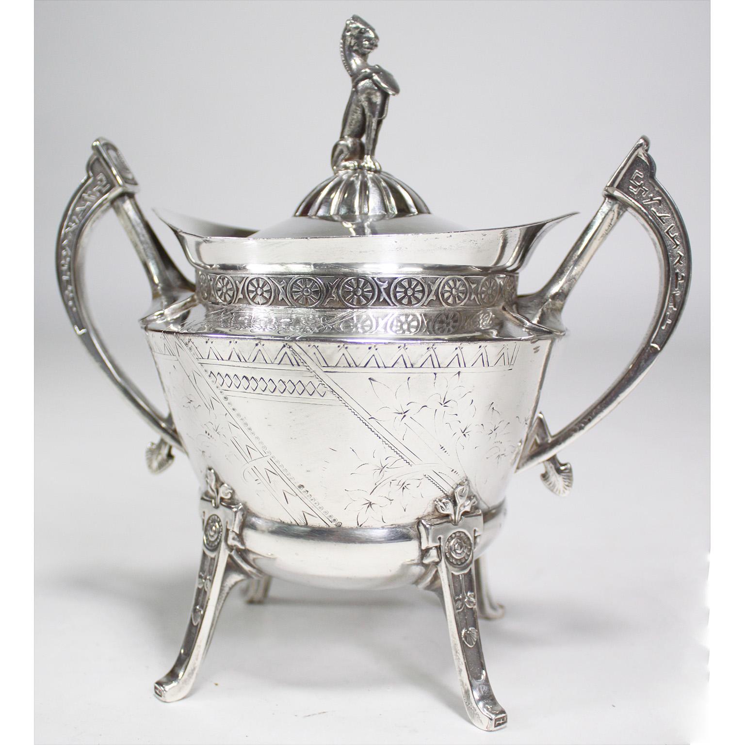 Rare American Aesthetic Movement Six-Piece Silver-Plated Coffee and Tea Service For Sale 5