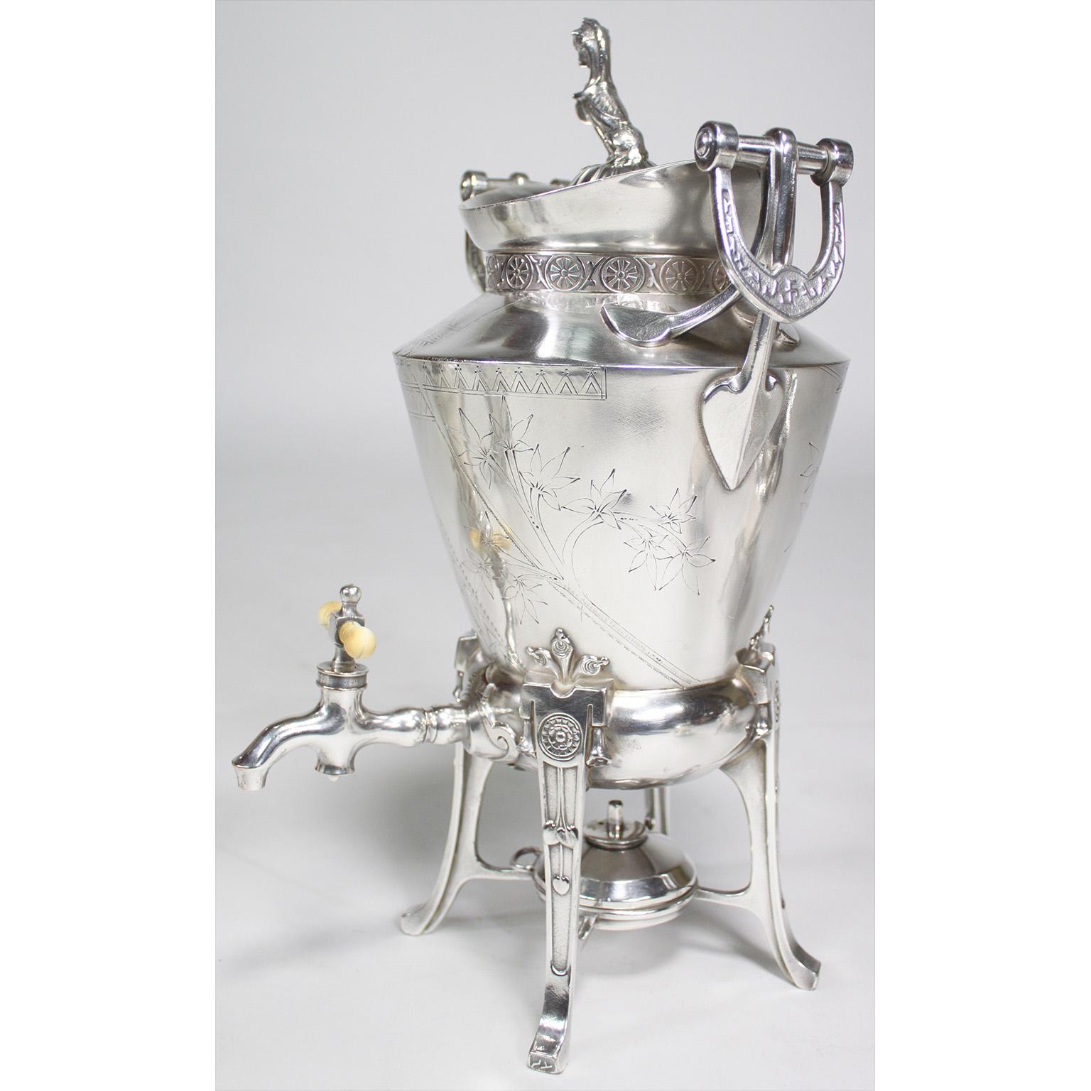 Rare American Aesthetic Movement Six-Piece Silver-Plated Coffee and Tea Service For Sale 1