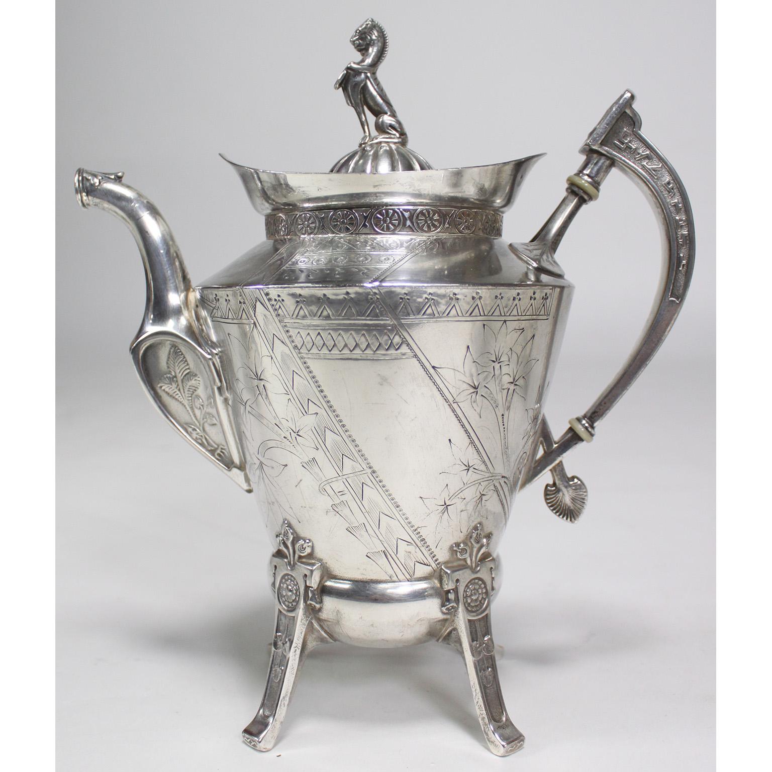 Rare American Aesthetic Movement Six-Piece Silver-Plated Coffee and Tea Service For Sale 3