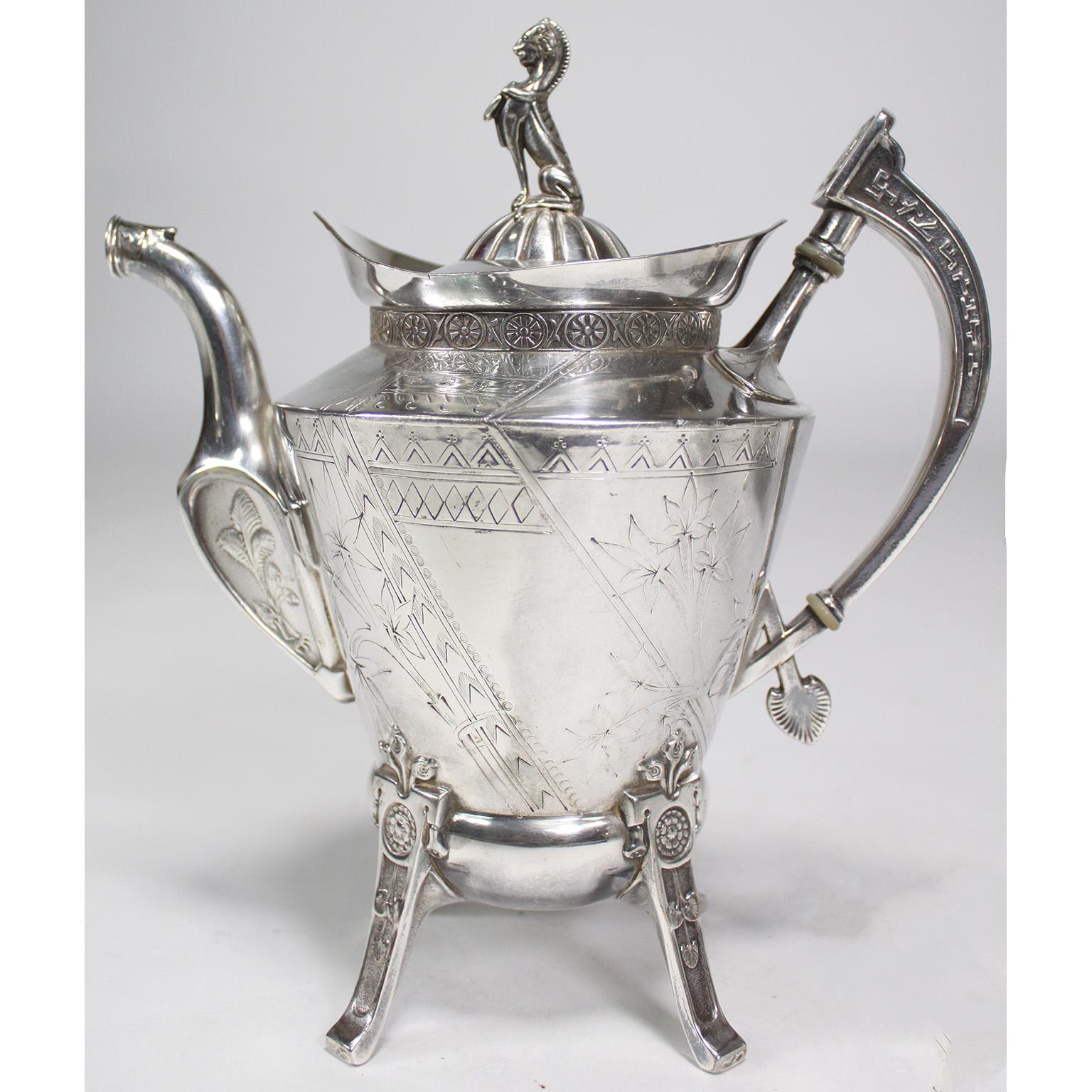 Rare American Aesthetic Movement Six-Piece Silver-Plated Coffee and Tea Service For Sale 4