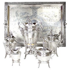 Rare American Aesthetic Movement Six-Piece Silver-Plated Coffee and Tea Service