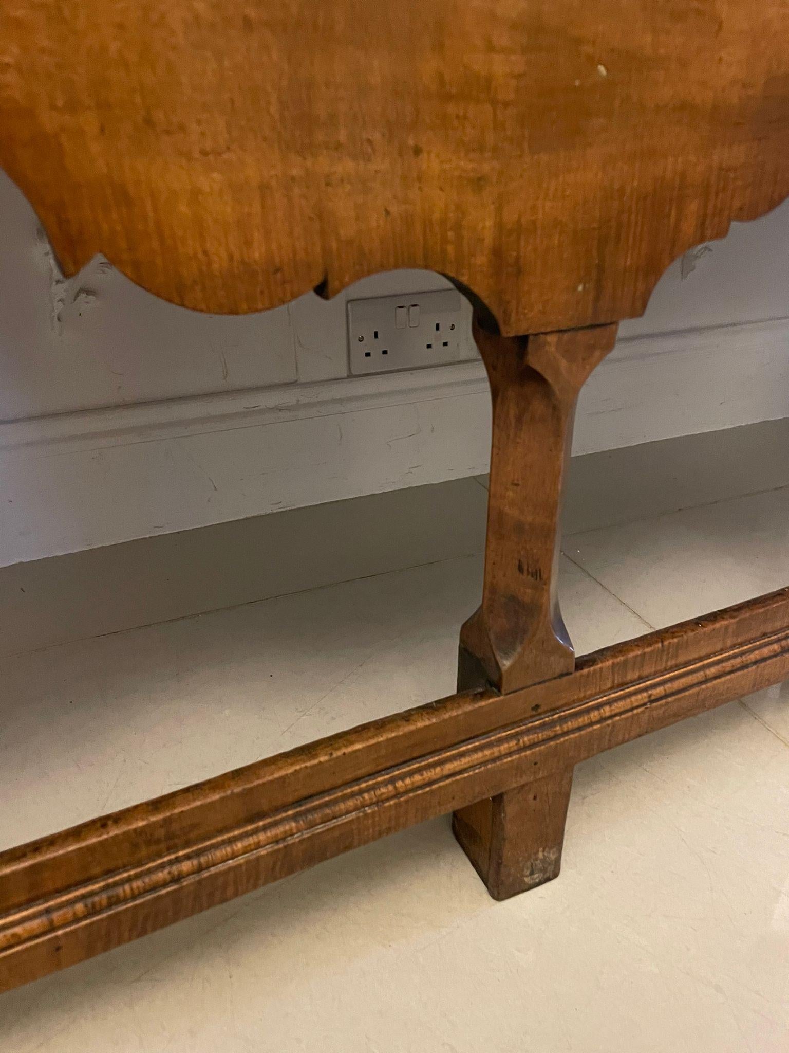 Rare American antique George III quality solid maple wood dresser and rack having the original plate rack with a shaped cornice, original hand made iron hooks above a solid maple wood dresser base with a moulded edge above three pine lined moulded
