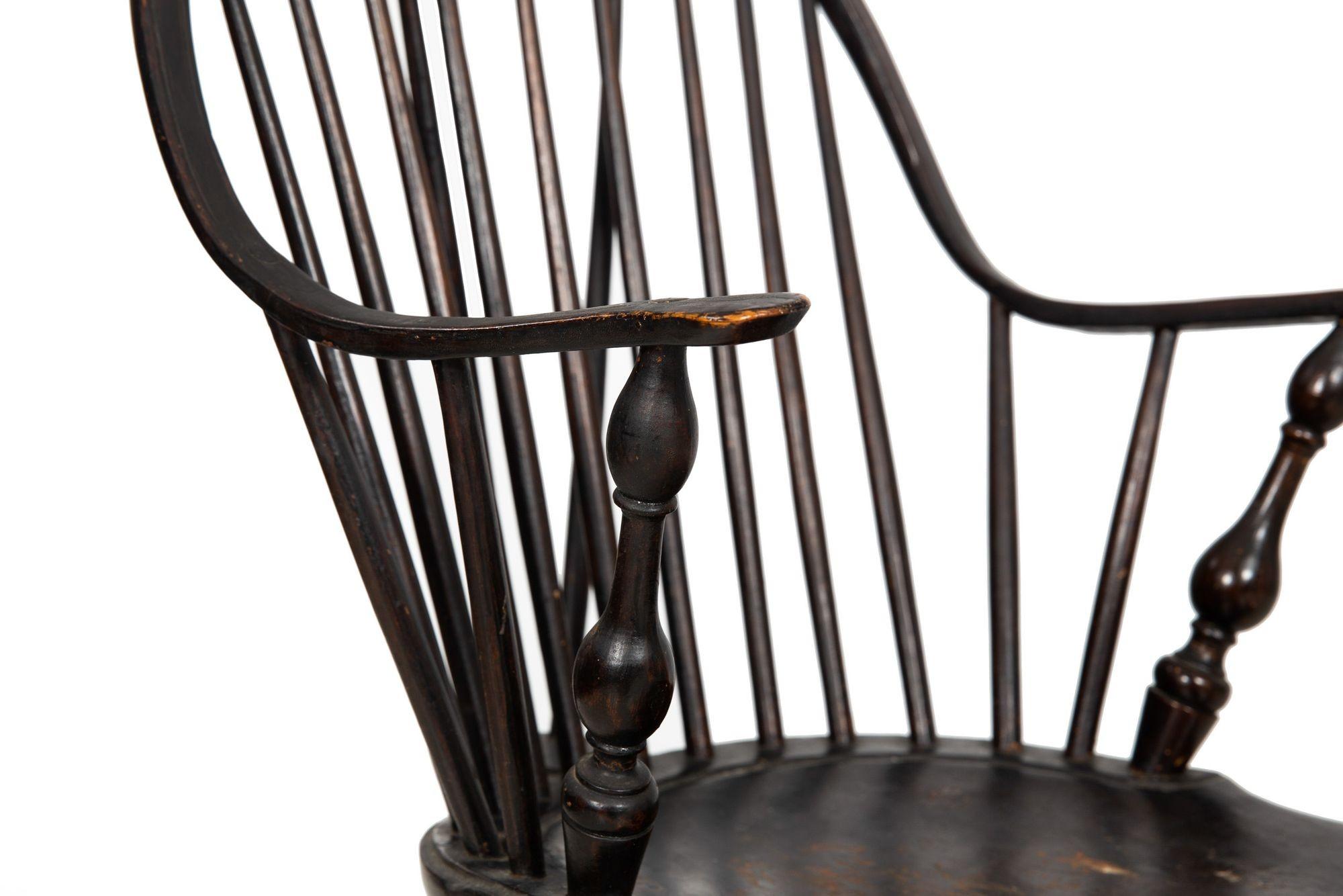 Rare American Brace-Back Continuous Arm Windsor Chair, New York ca. 1790 11