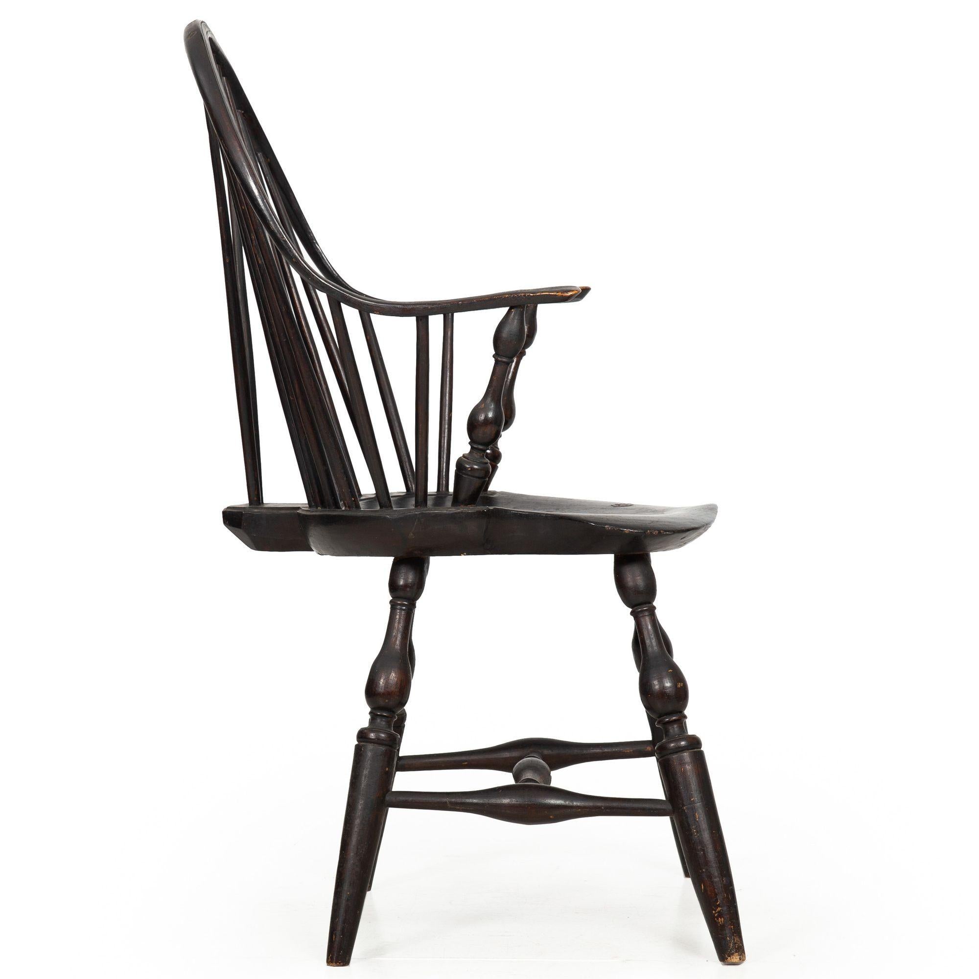 Wood Rare American Brace-Back Continuous Arm Windsor Chair, New York ca. 1790