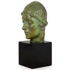 Rara escultura americana de bronce Busto de "Mujer desconocida" de Malvina Hoffman