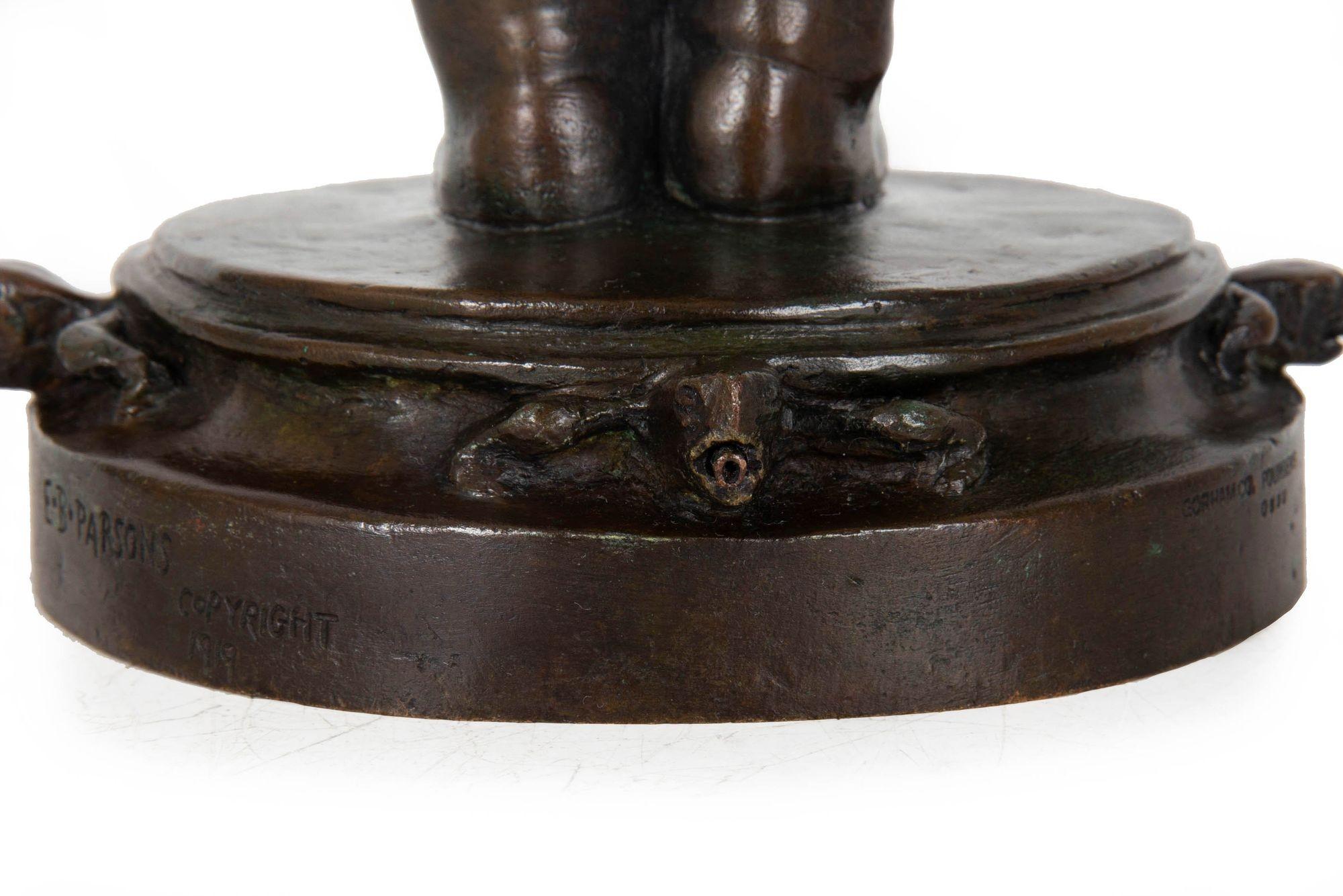 Rare American Bronze Sculpture “Turtle Baby” (1919) by Edith B. Parsons, Gorham 7