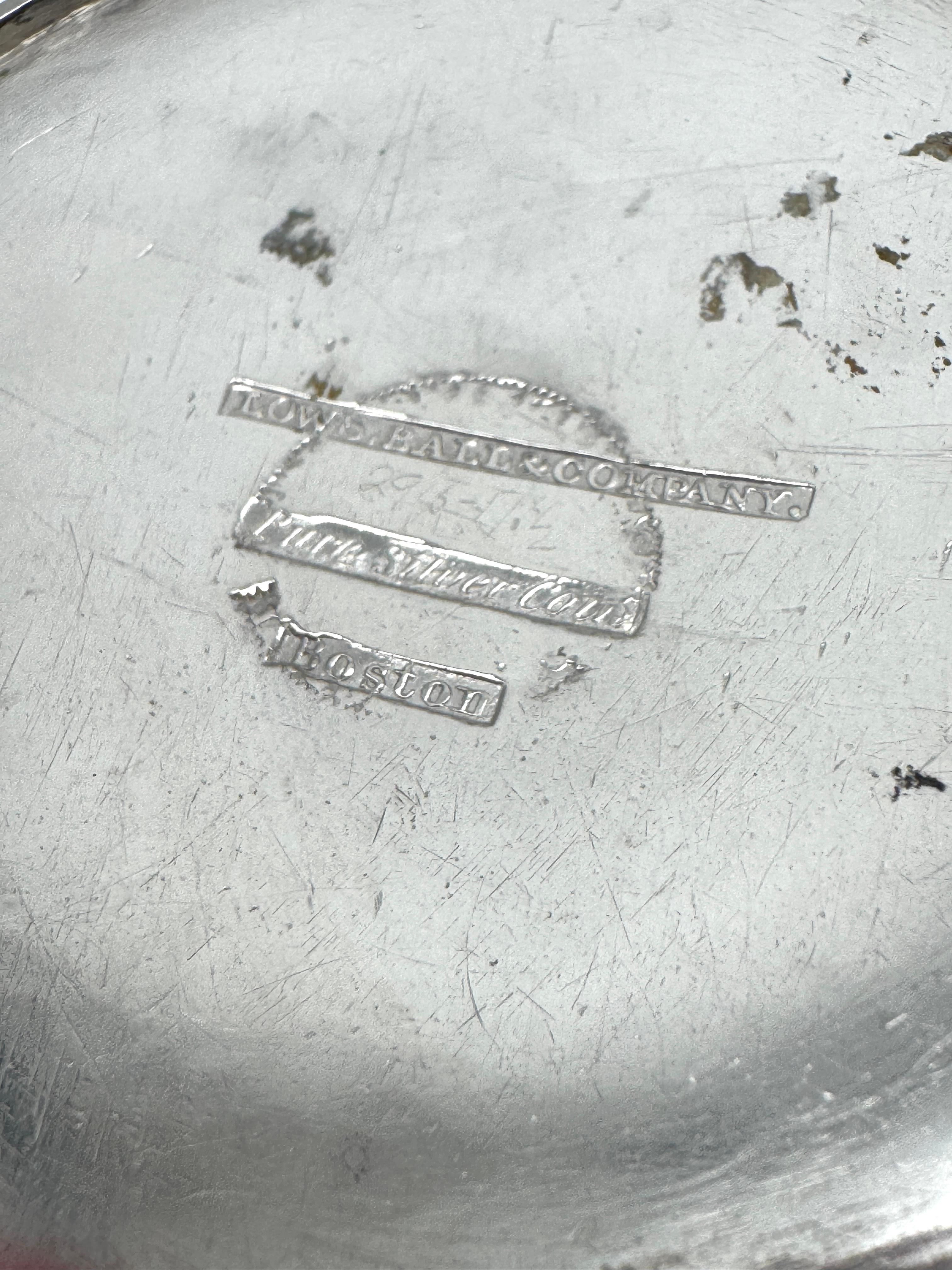 Rare American Coin Silver Mustard Pot & Spoon Lows, Ball & Company, Boston, 1847 For Sale 5