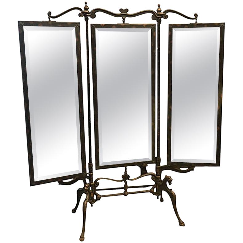 Rare American Folding Triptych Mirror, circa 1900 For Sale