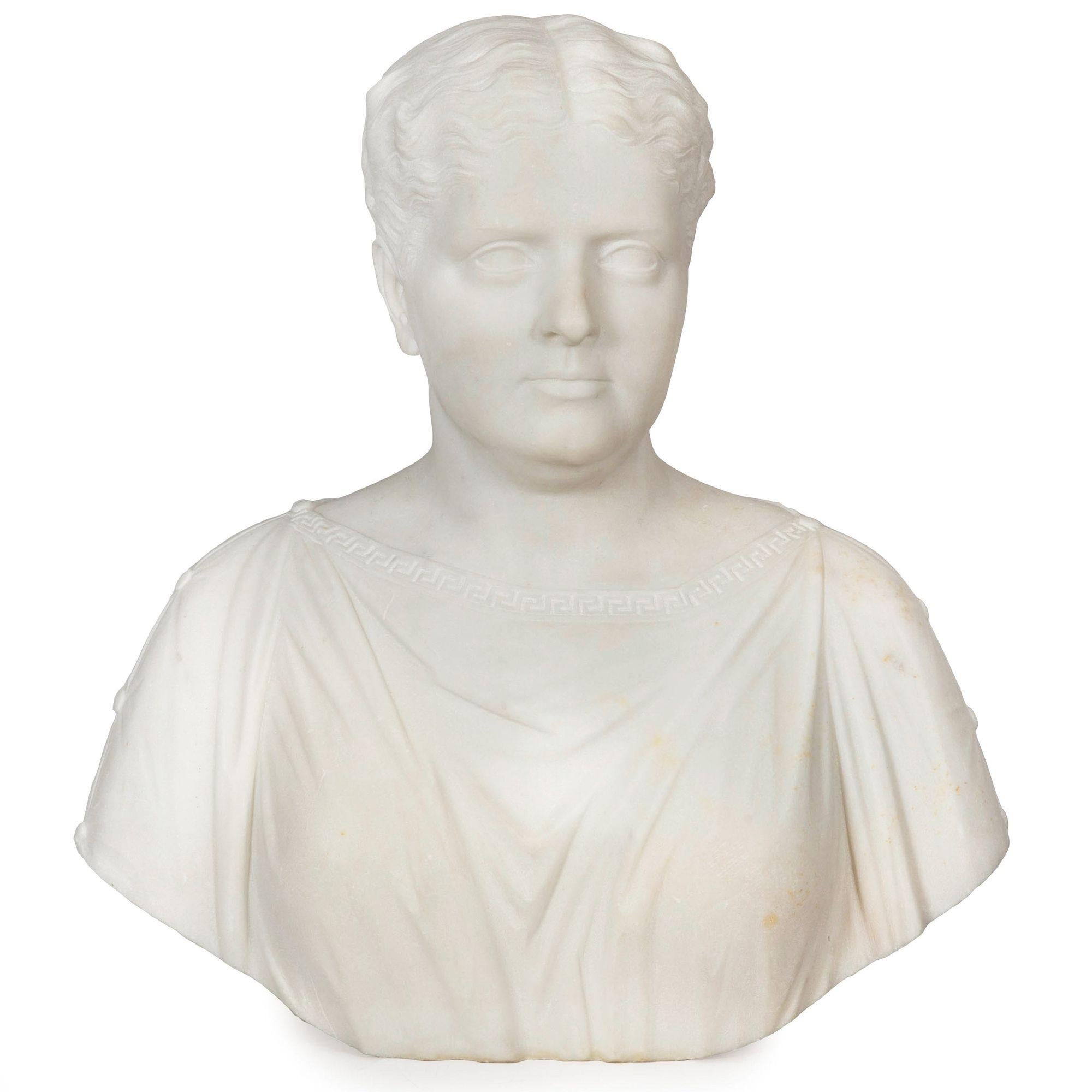 THOMAS RIDGEWAY GOULD
Estados Unidos, 1818-1881

Busto de mujer clásica (1872)

Mármol de Cararra tallado  firmado al dorso 