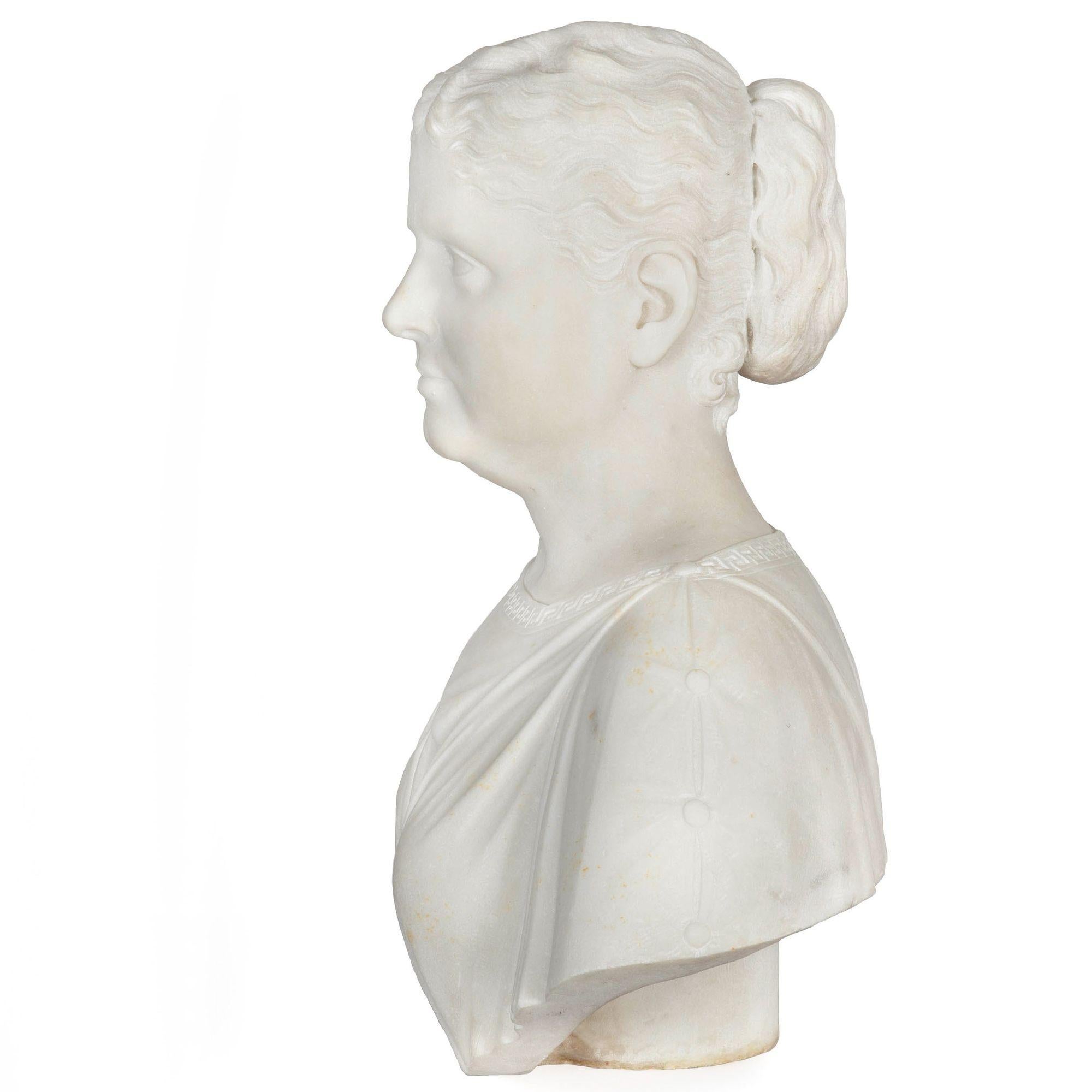 Raro busto americano de mármol de mujer clásica de Thomas Ridgeway Gould Neoclásico en venta