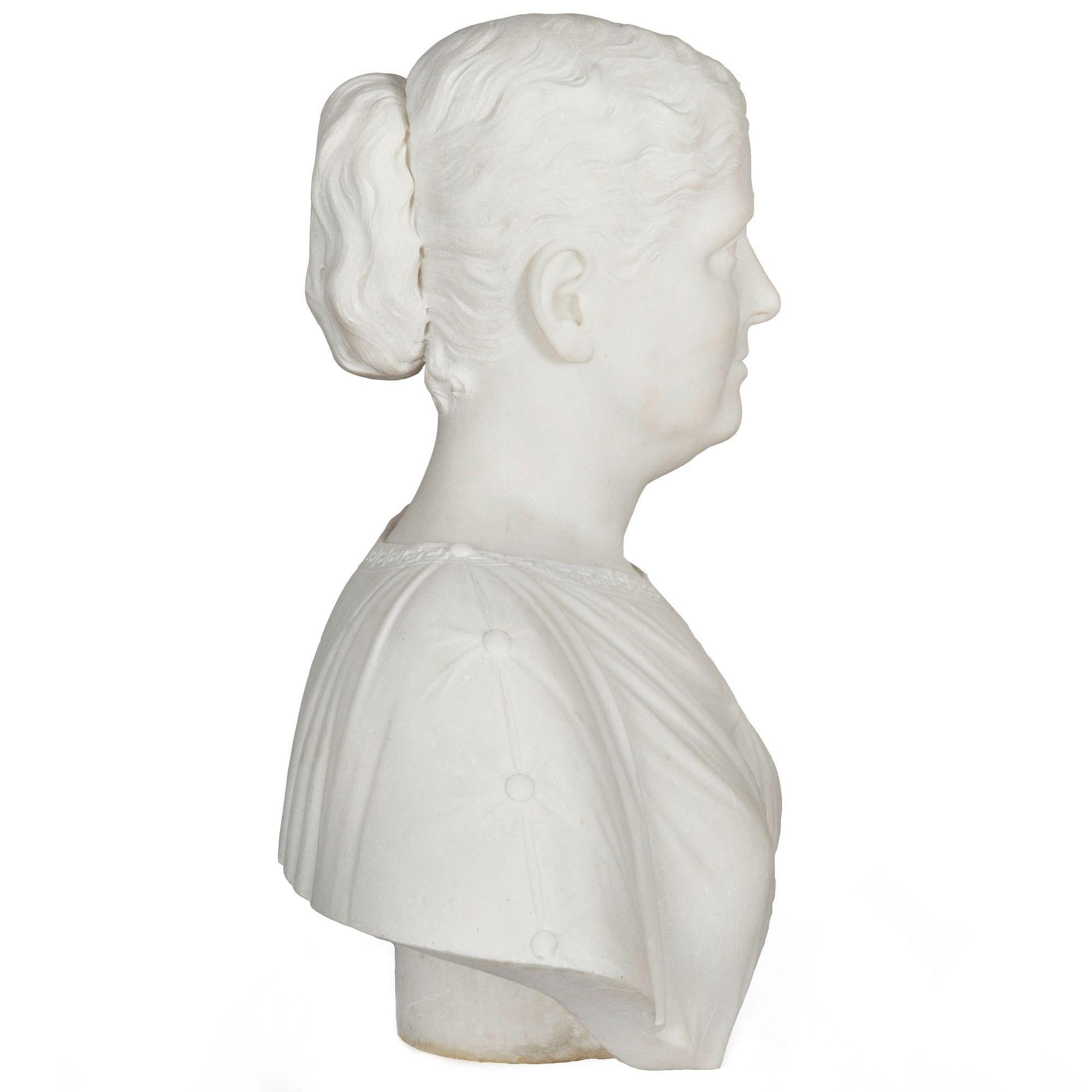 Raro busto americano de mármol de mujer clásica de Thomas Ridgeway Gould en Bueno estado para la venta en Shippensburg, PA