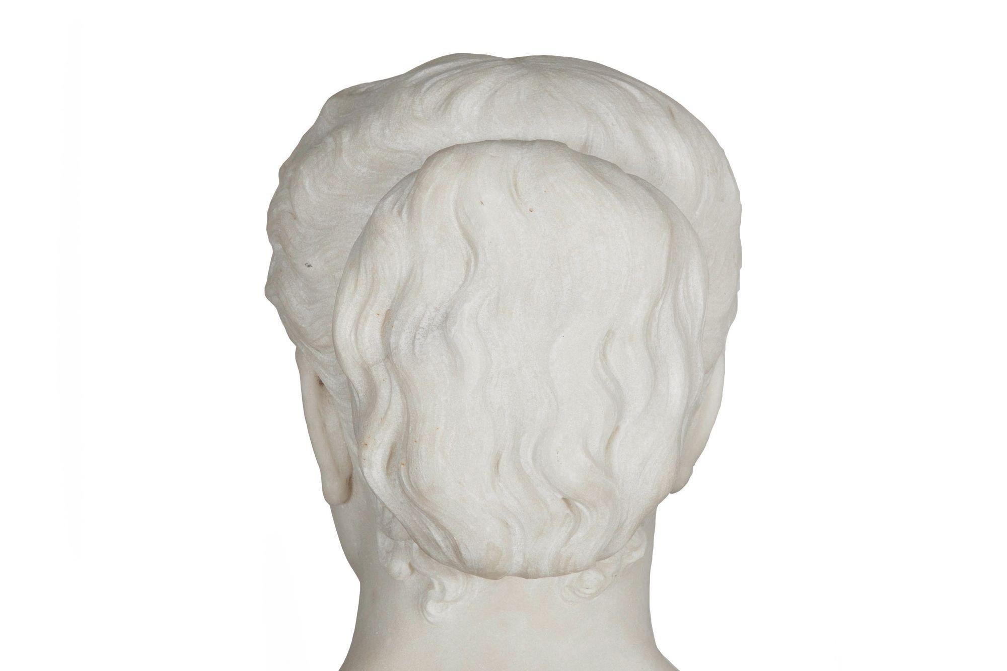 Raro busto americano de mármol de mujer clásica de Thomas Ridgeway Gould Mármol de Carrara en venta