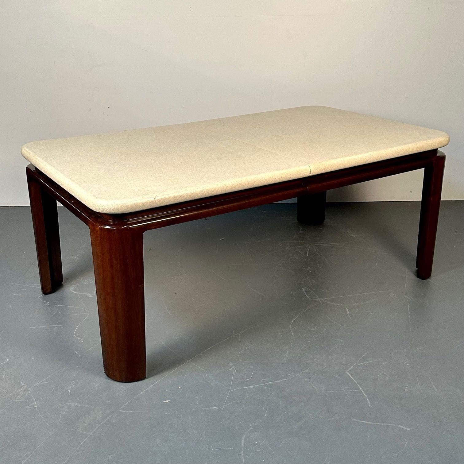 20th Century Paul Frankl, Johnson Furniture, Mid-Century Modern Dining Table, Cork, Mahogany For Sale