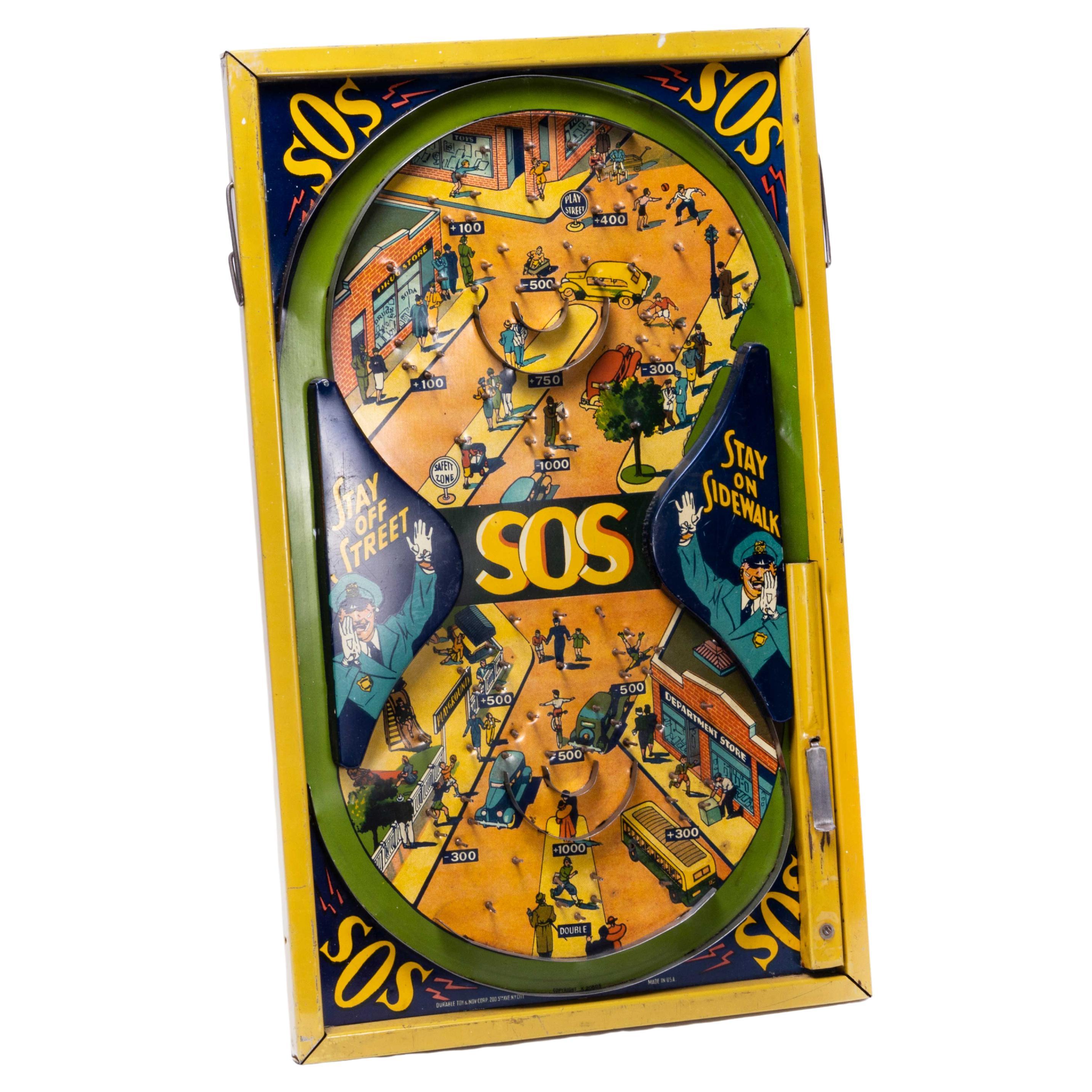 Rare American Mid-Century SOS Pinball Game, Bagatelle