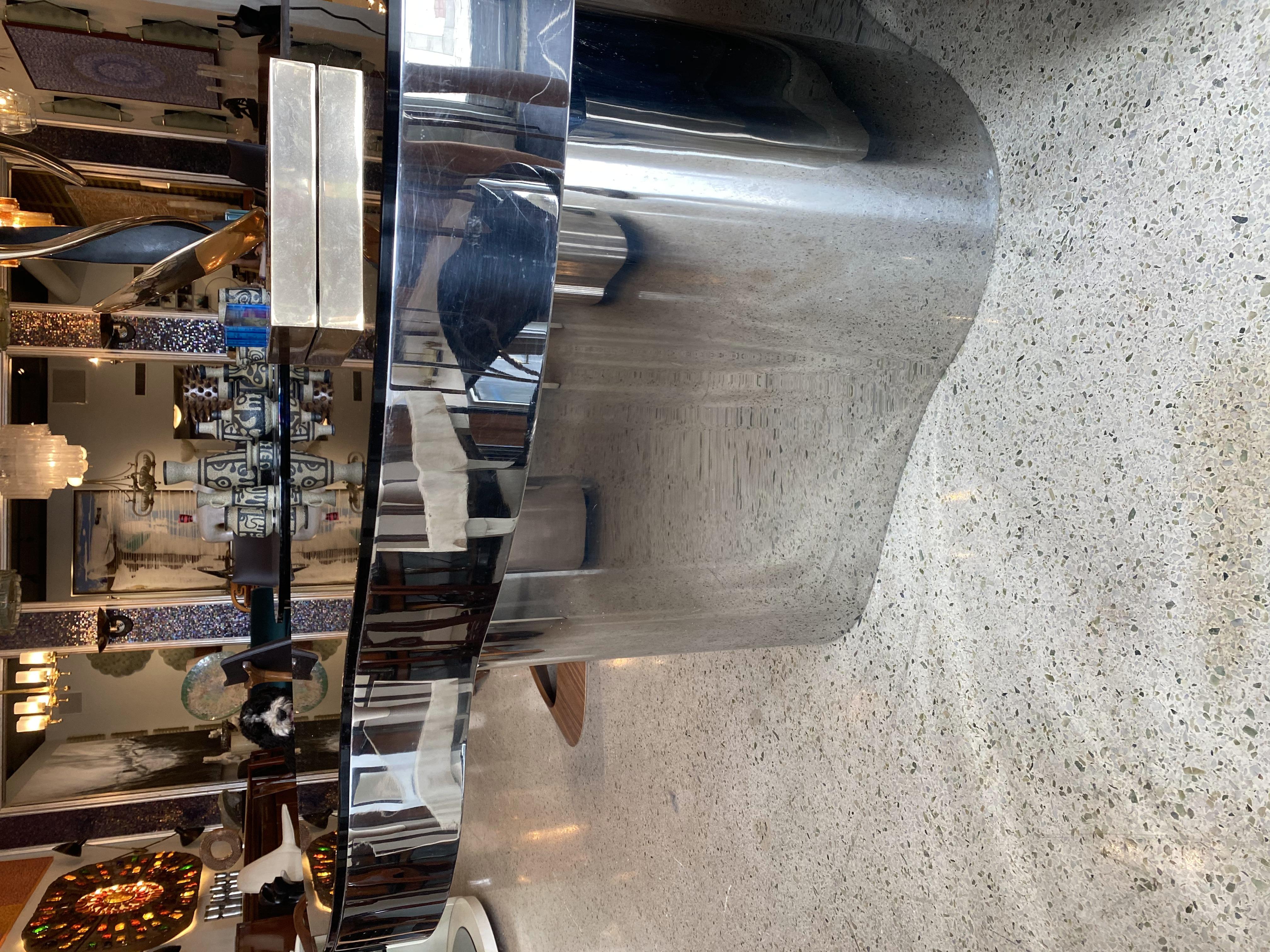 Rare American Modern Polished Steel & Glass Center/Breakfast Table, Karl Springer In Good Condition For Sale In Hollywood, FL