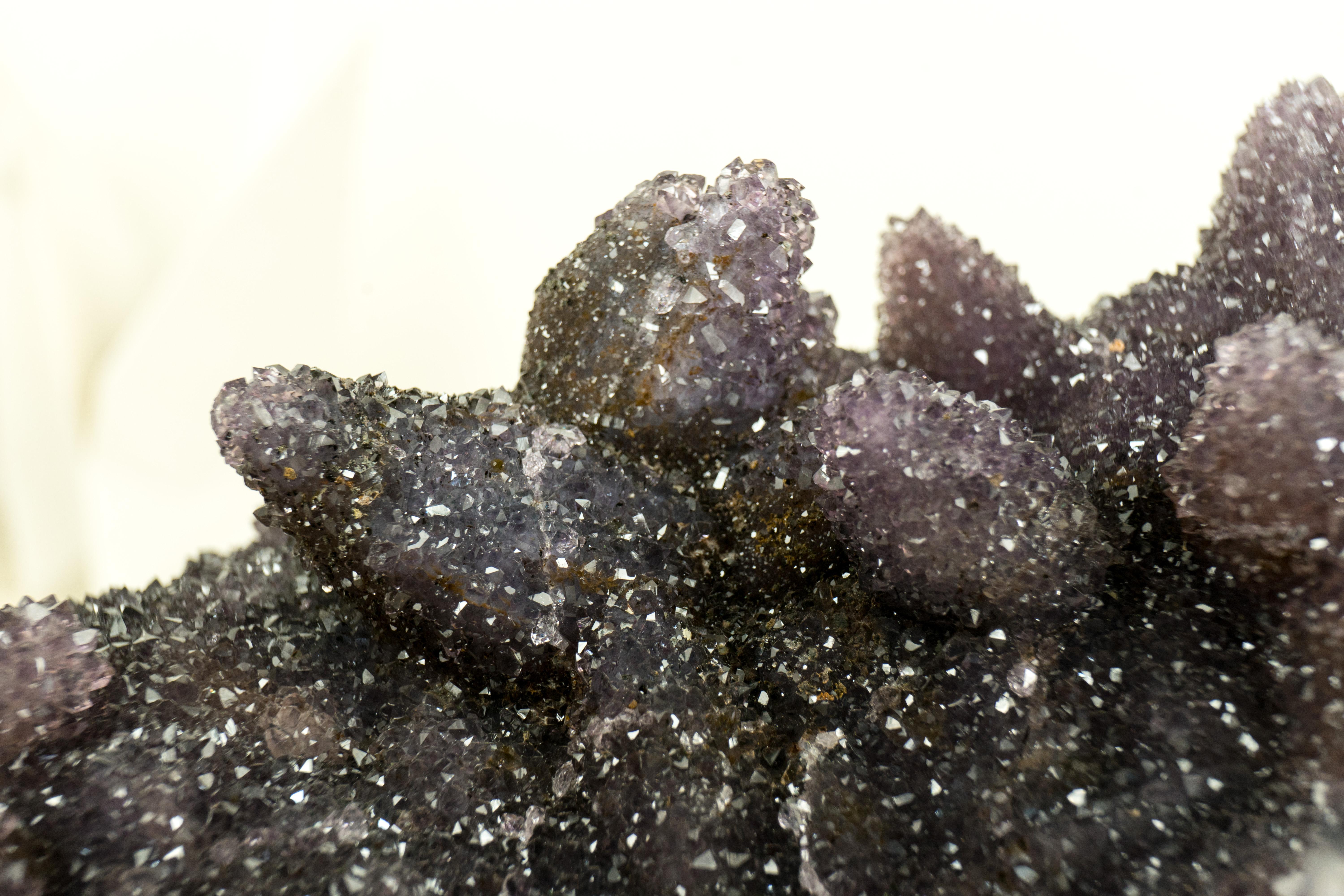 Contemporary Rare Amethyst Crystal Pseudomorph After Calcite on Agate Matrix, Amethyst Flower For Sale