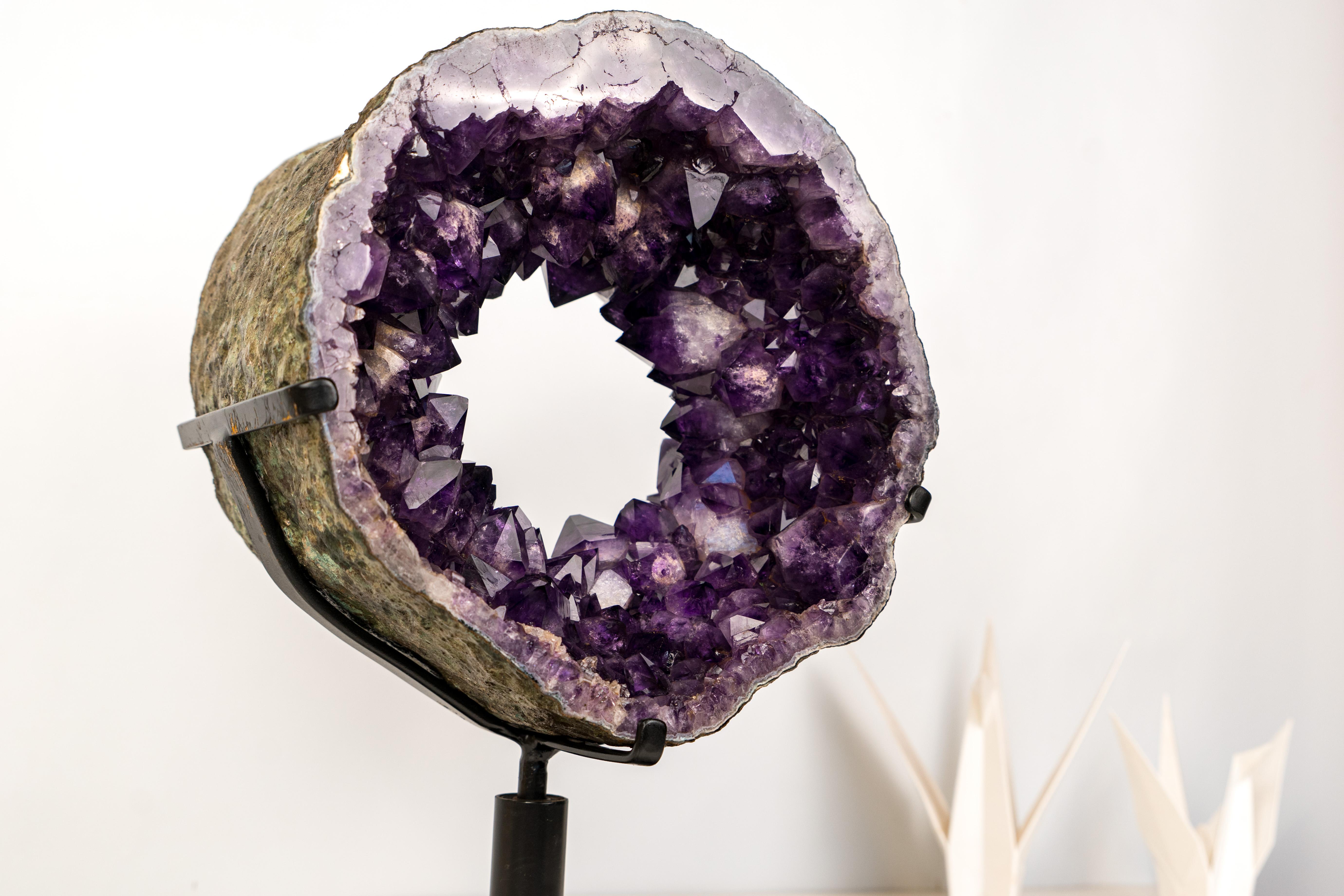 Brésilien Rare Amethyst Geode Portal with AAA Crown Druzy Formation en vente