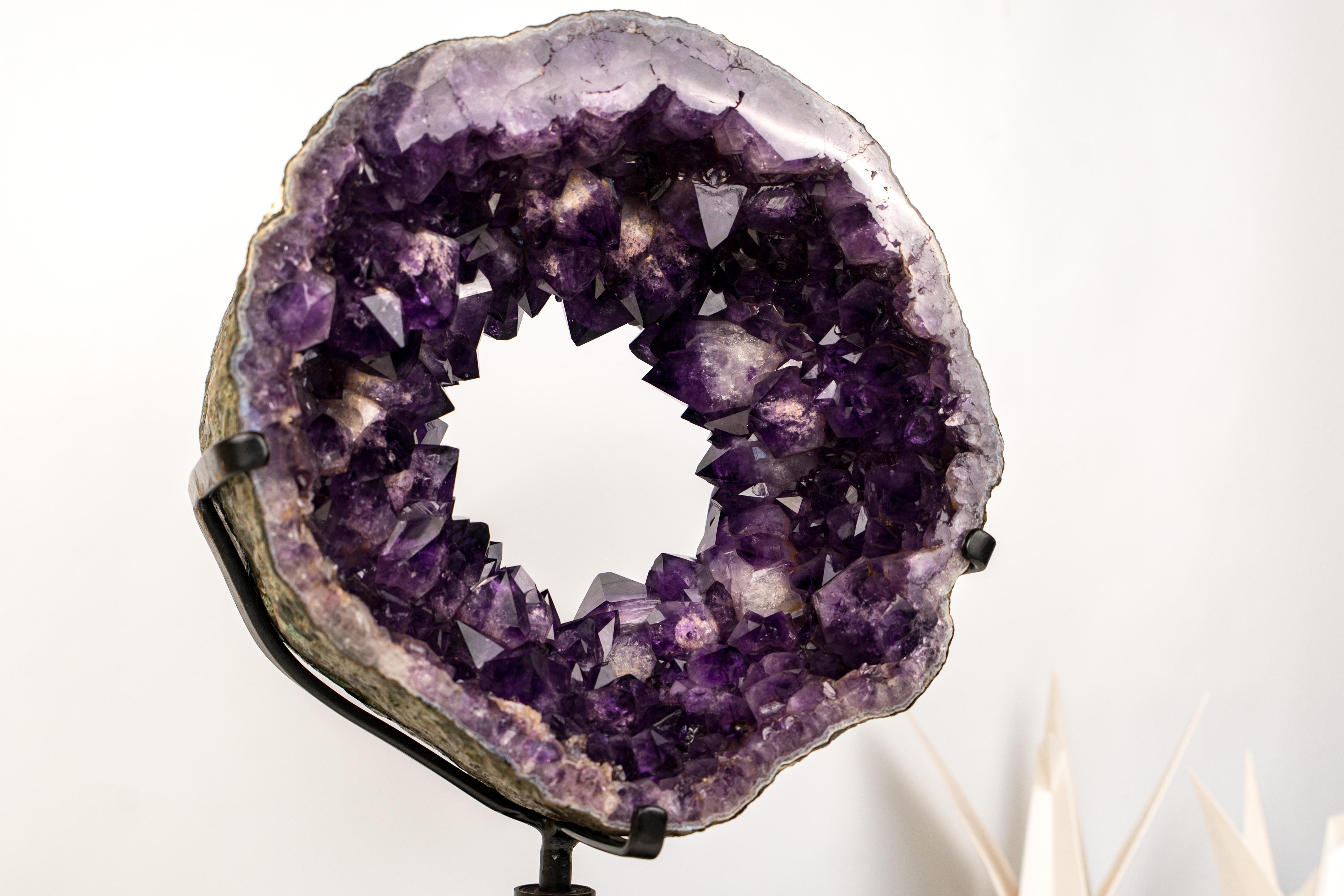 XXIe siècle et contemporain Rare Amethyst Geode Portal with AAA Crown Druzy Formation en vente