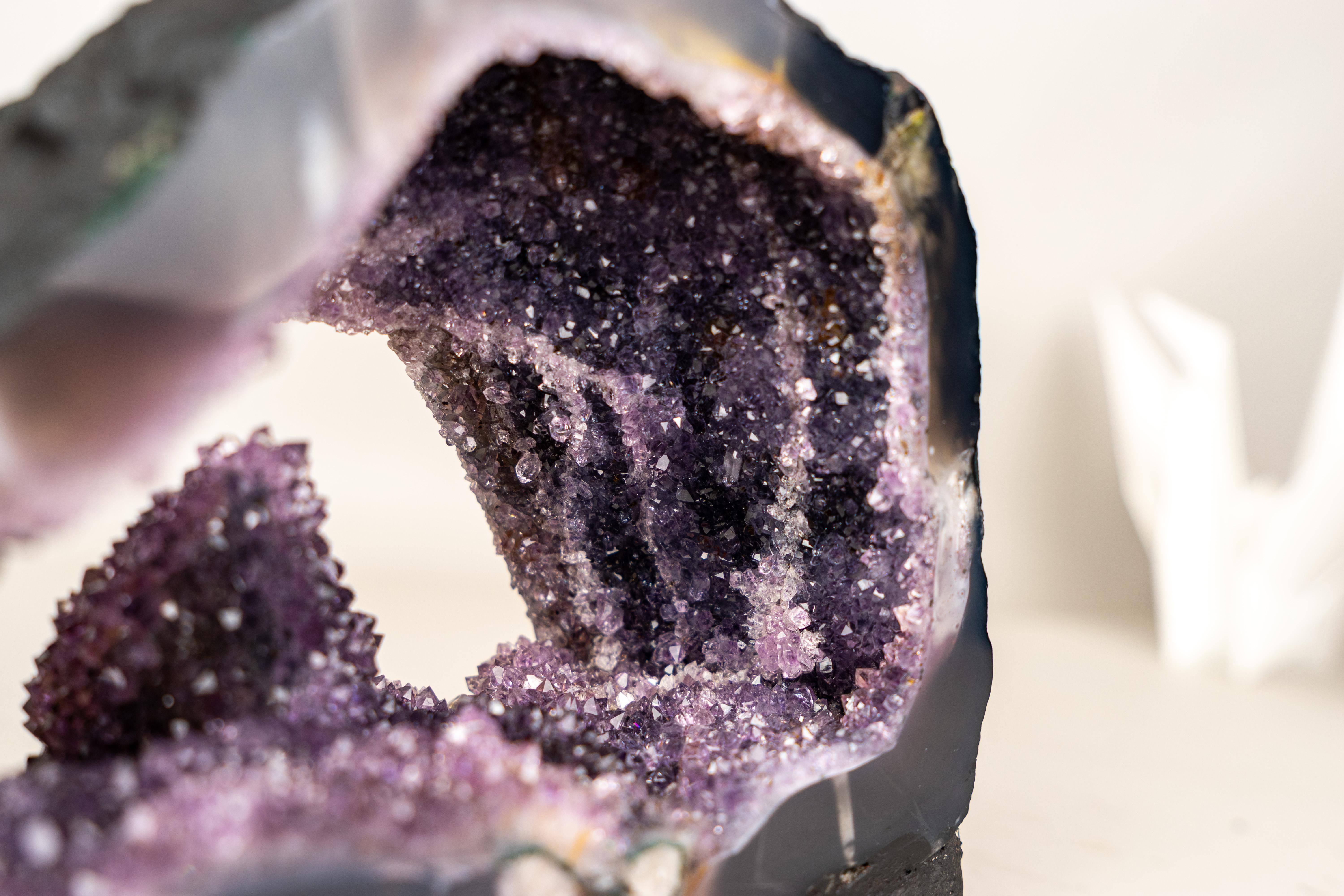 Rare Amethyst Geode with Calcite Crystal Formation For Sale 5