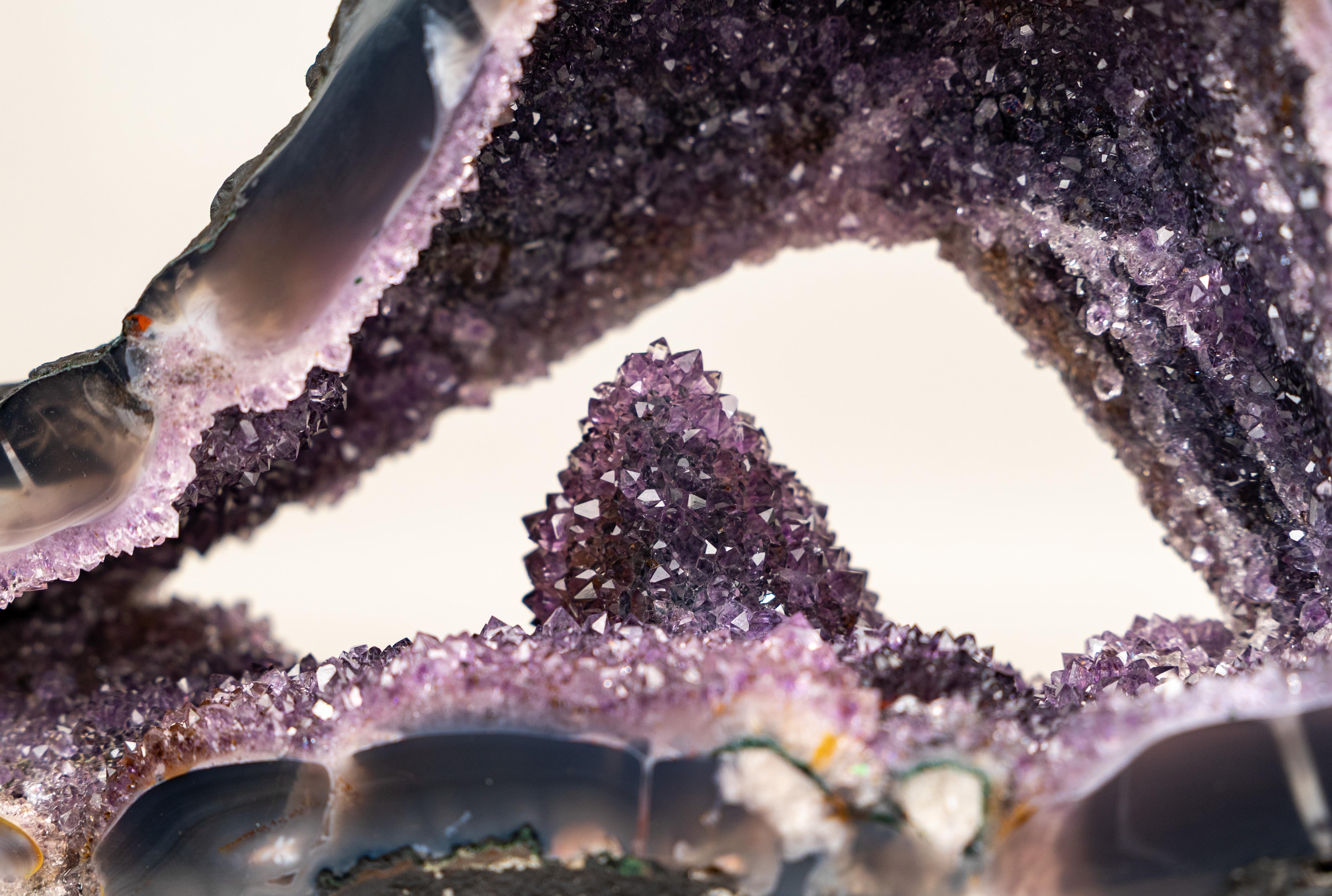 Rare Amethyst Geode with Calcite Crystal Formation For Sale 1