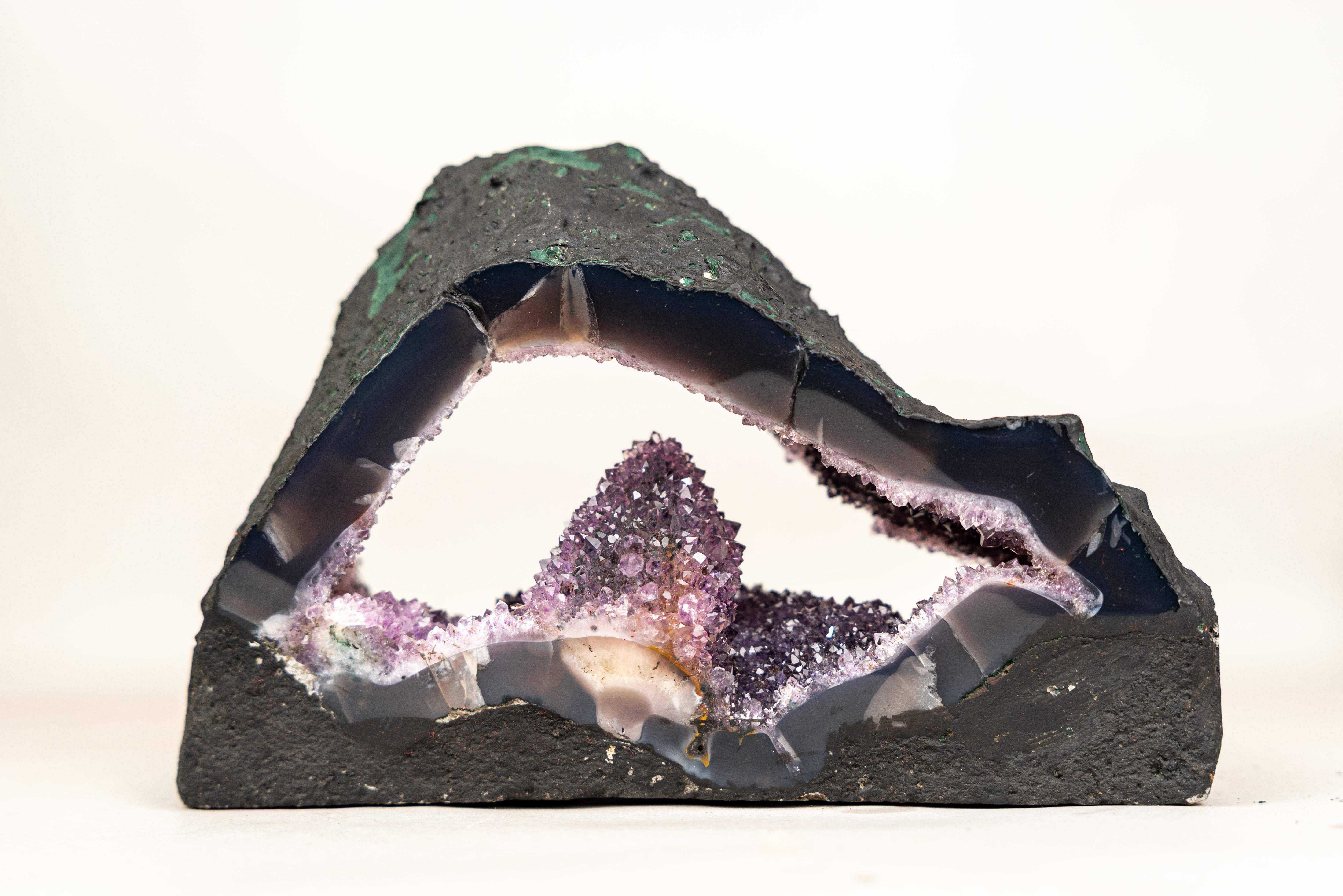 Rare Amethyst Geode with Calcite Crystal Formation For Sale 2
