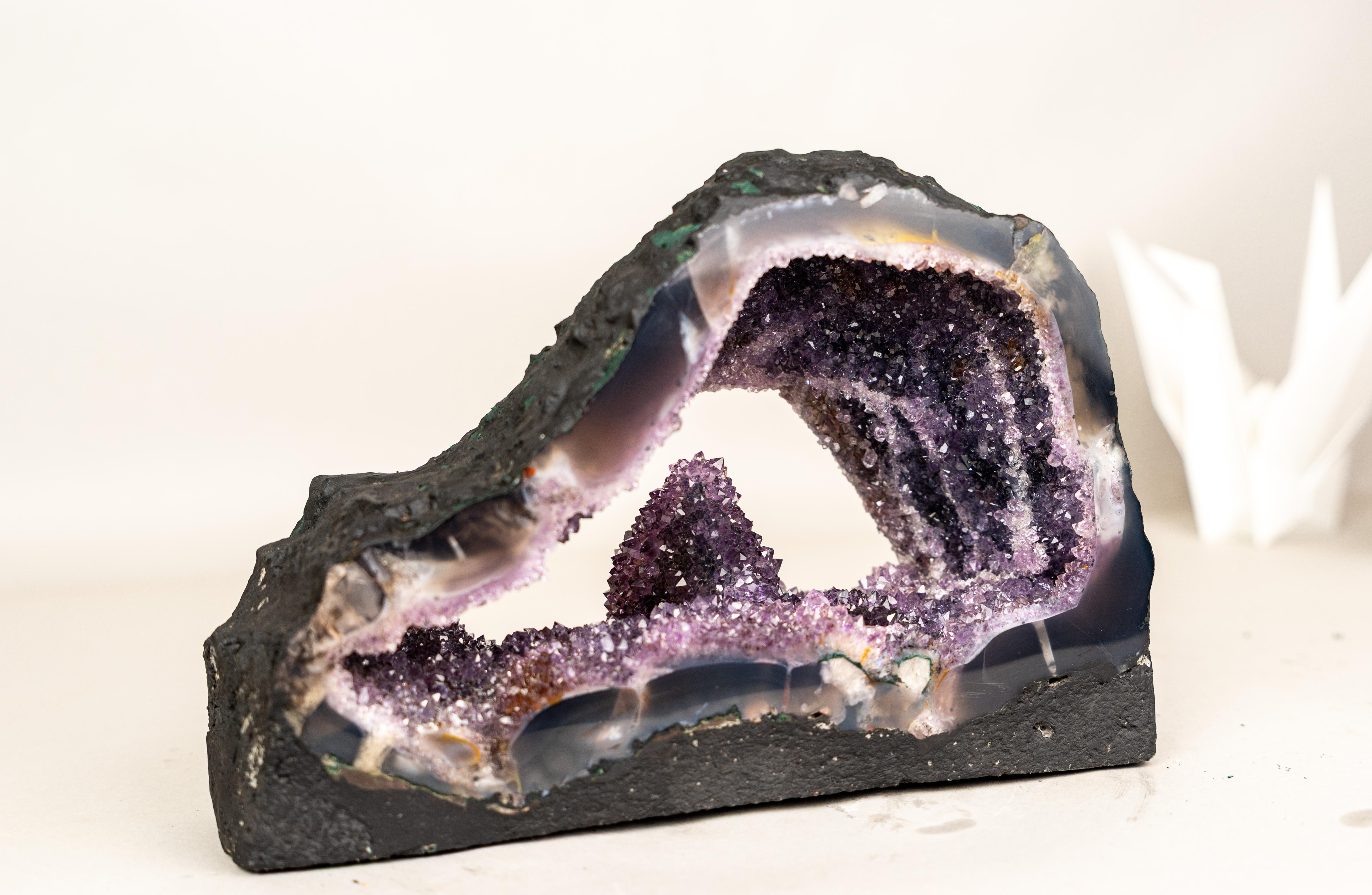 Rare Amethyst Geode with Calcite Crystal Formation For Sale 3