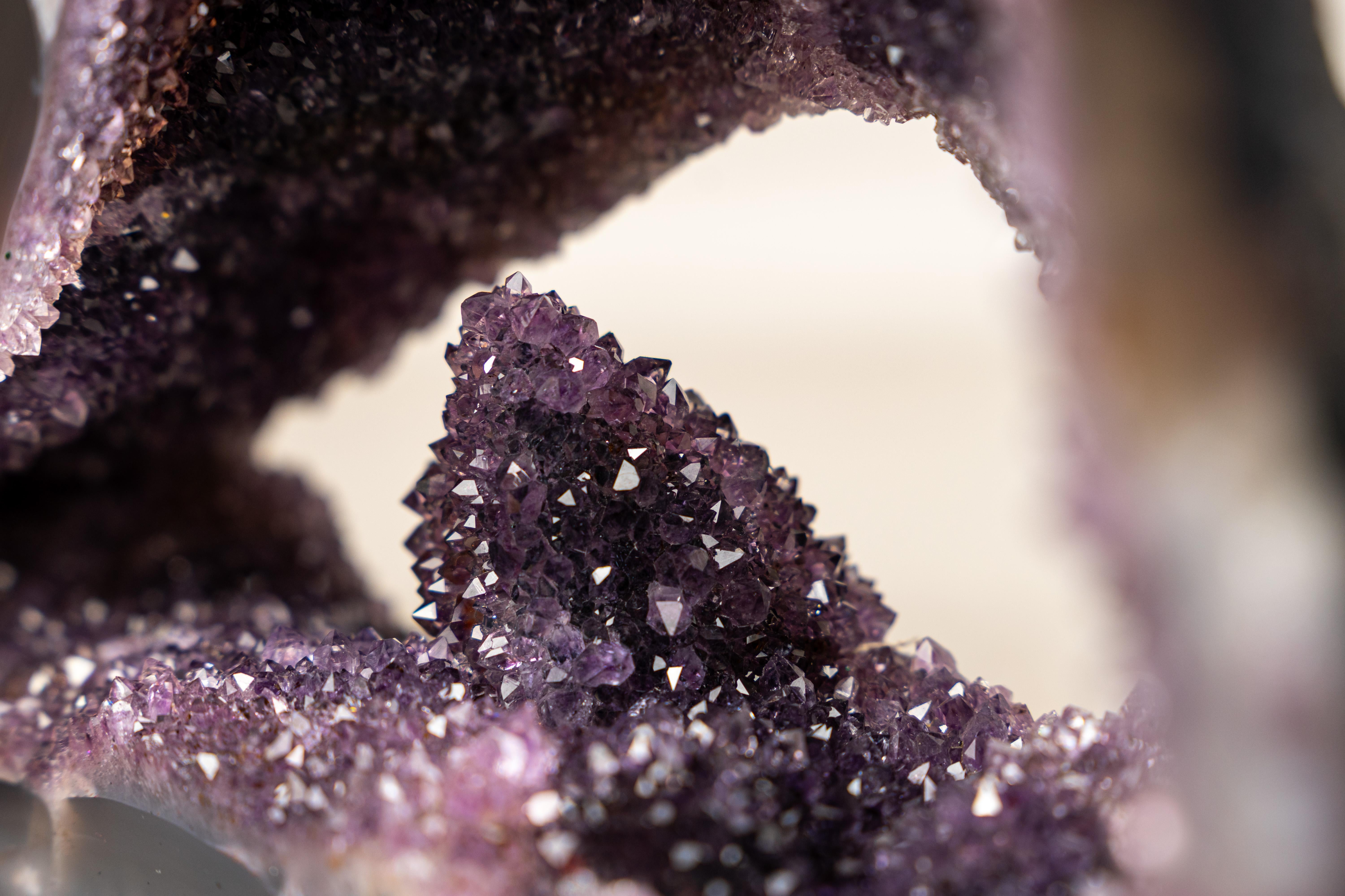 Rare Amethyst Geode with Calcite Crystal Formation For Sale 4
