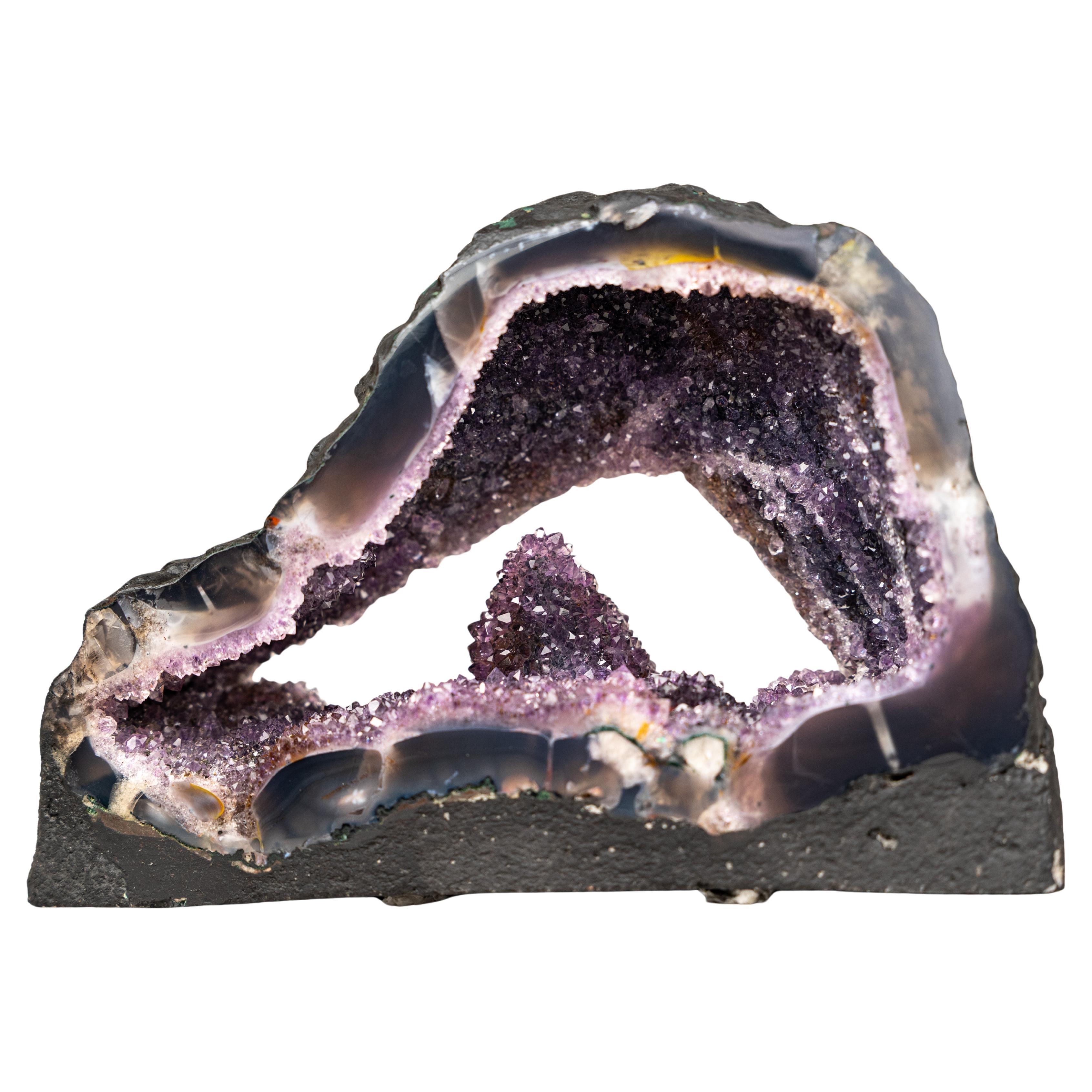 Rare Amethyst Geode with Calcite Crystal Formation