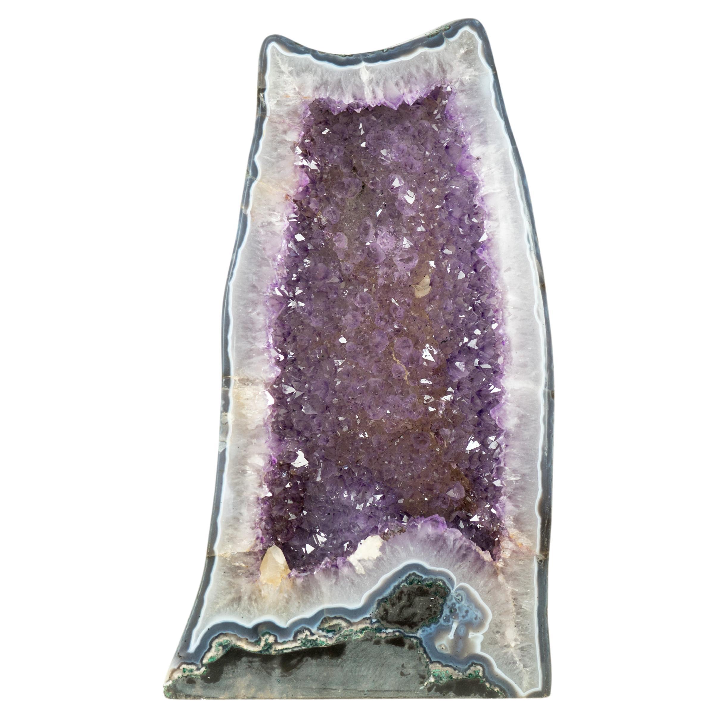 Rara Geoda de Amatista con Amatista Lavanda y Reverso Pulido Paisajista en venta