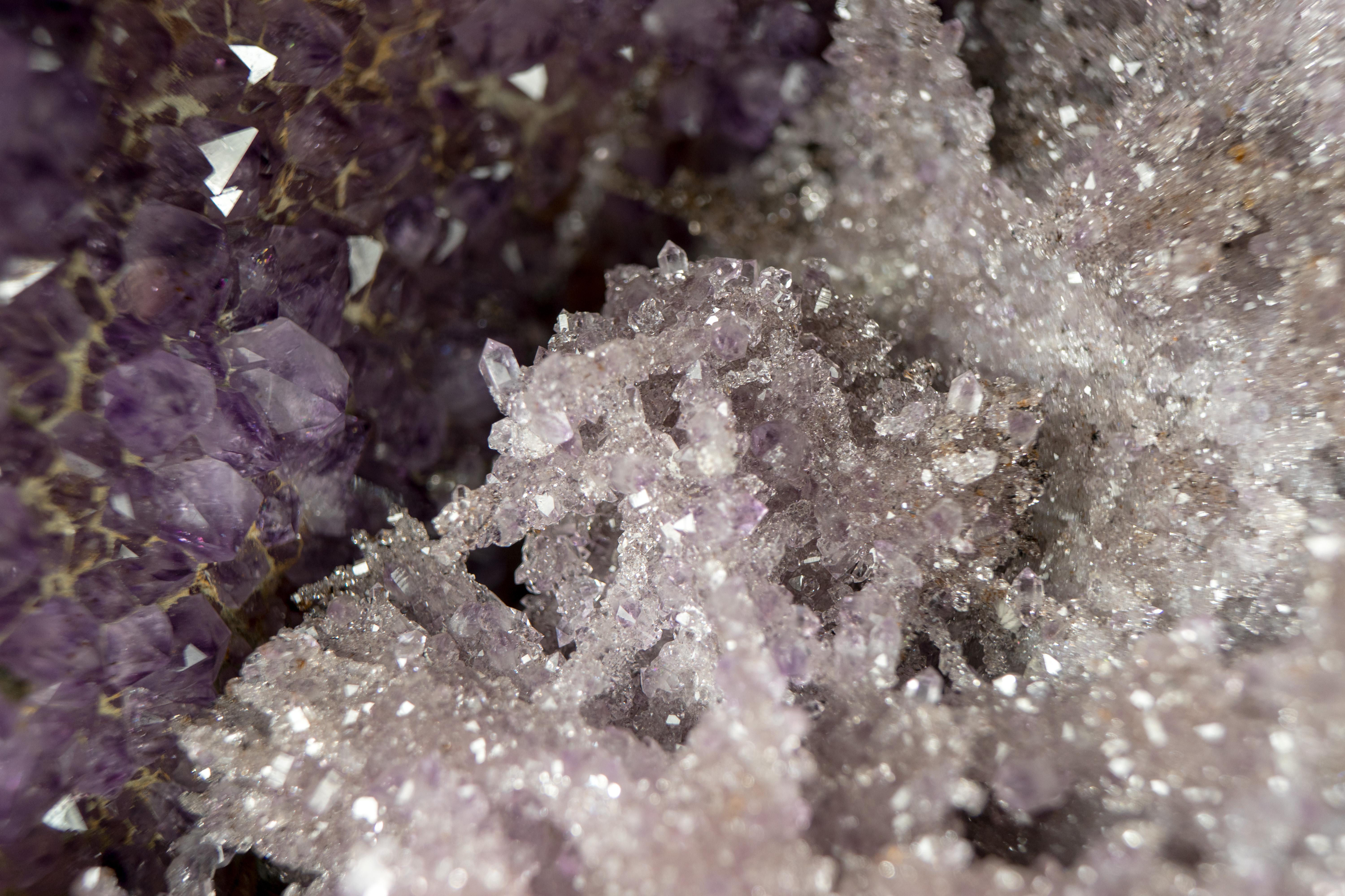 Rare Amethyst Geode with Rosette Crystals and Herkimer Diamond-like Clarity  For Sale 4