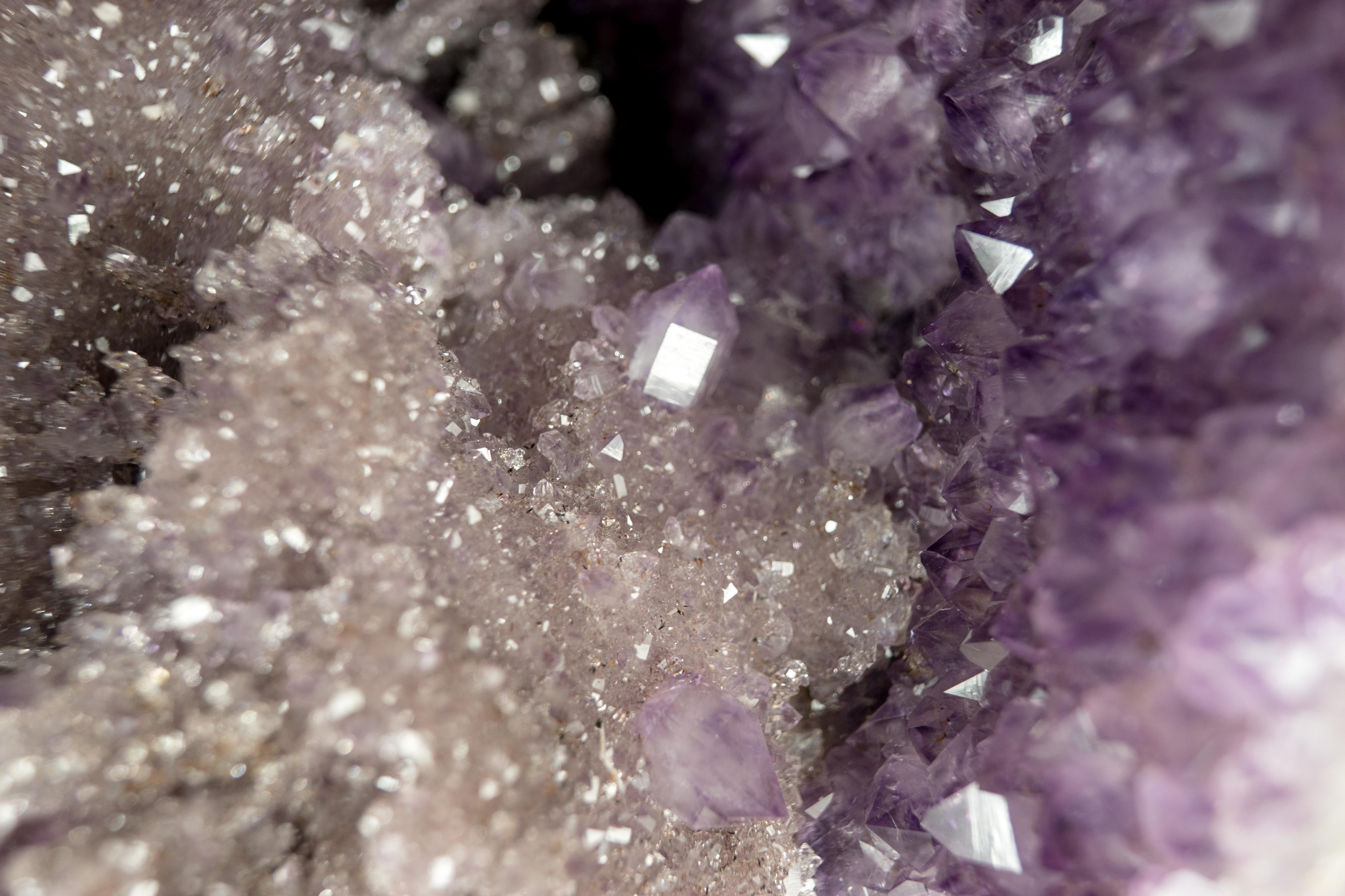 Rare Amethyst Geode with Rosette Crystals and Herkimer Diamond-like Clarity  For Sale 5